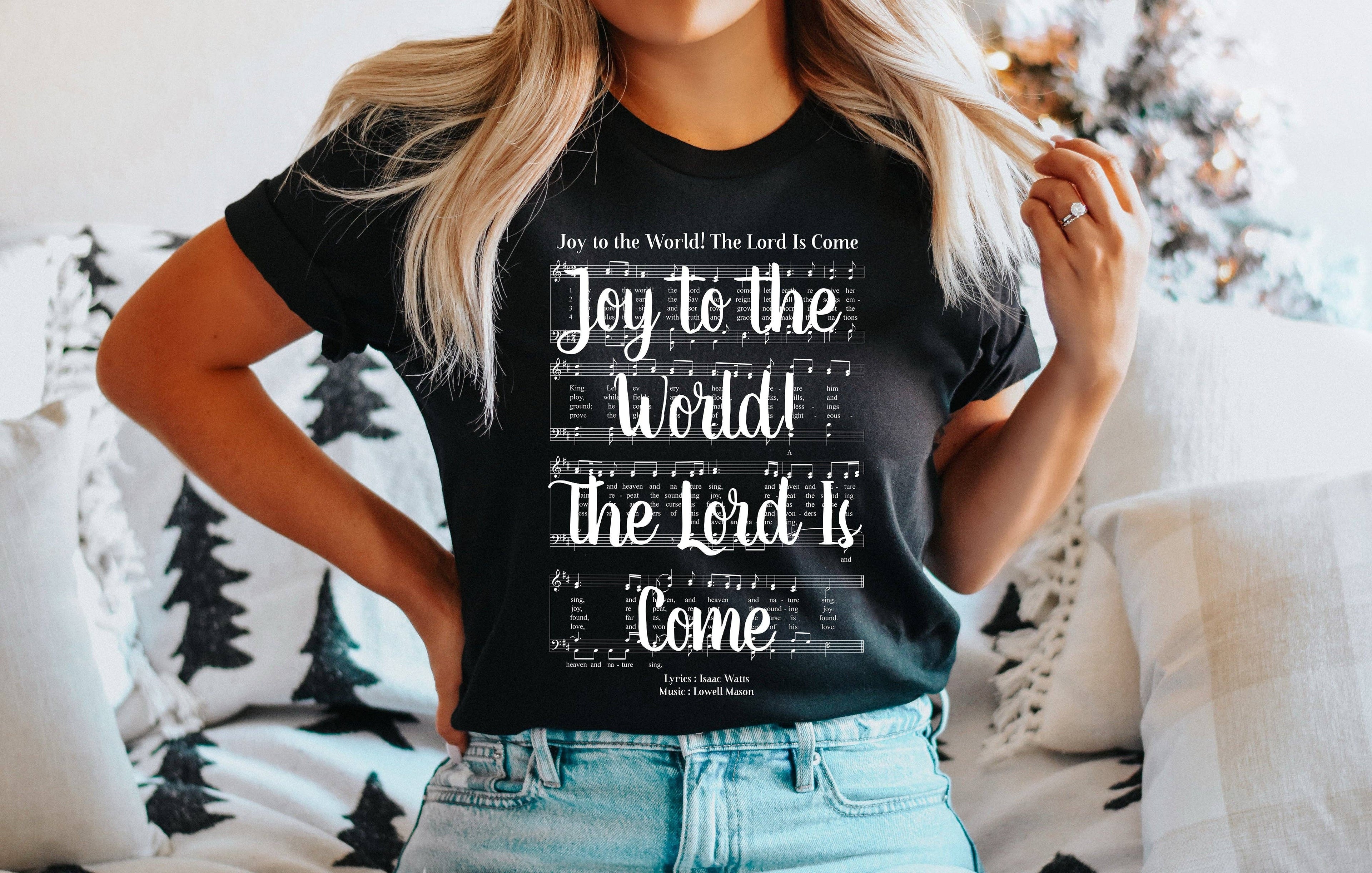 Joy To the World Hymn T-Shirt - White Ink Hoodie, Sweatshirt | PodTeesHub.com