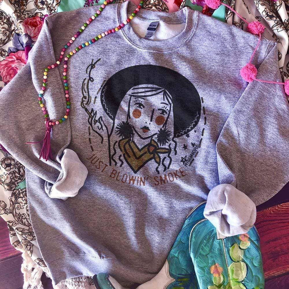 Blowin' Smoke - Gray Sweatshirt T-Shirts, Hoodie | PodTeesHub.com