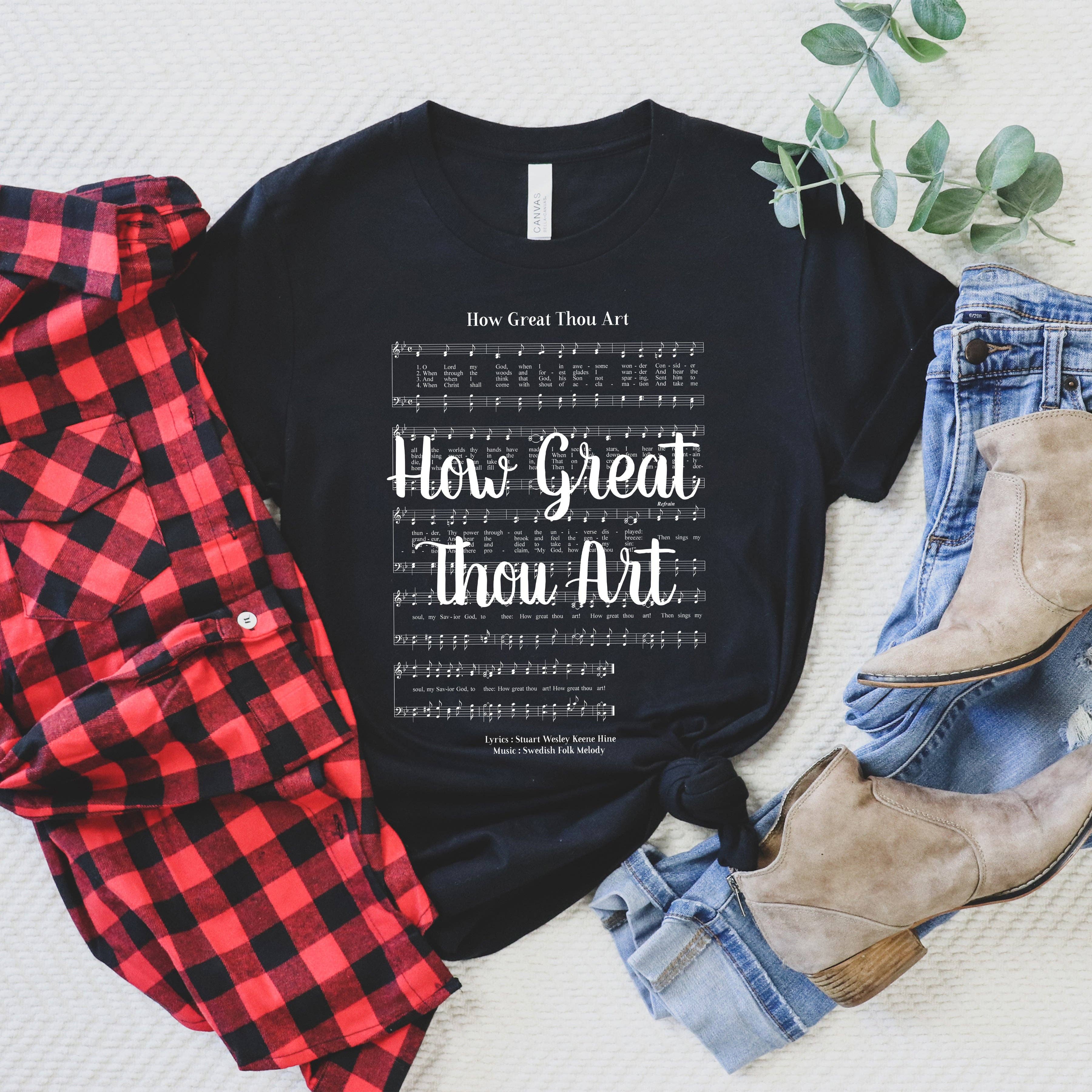 How Great Thou Art Hymn T-Shirt - White Ink Hoodie, Sweatshirt | PodTeesHub.com