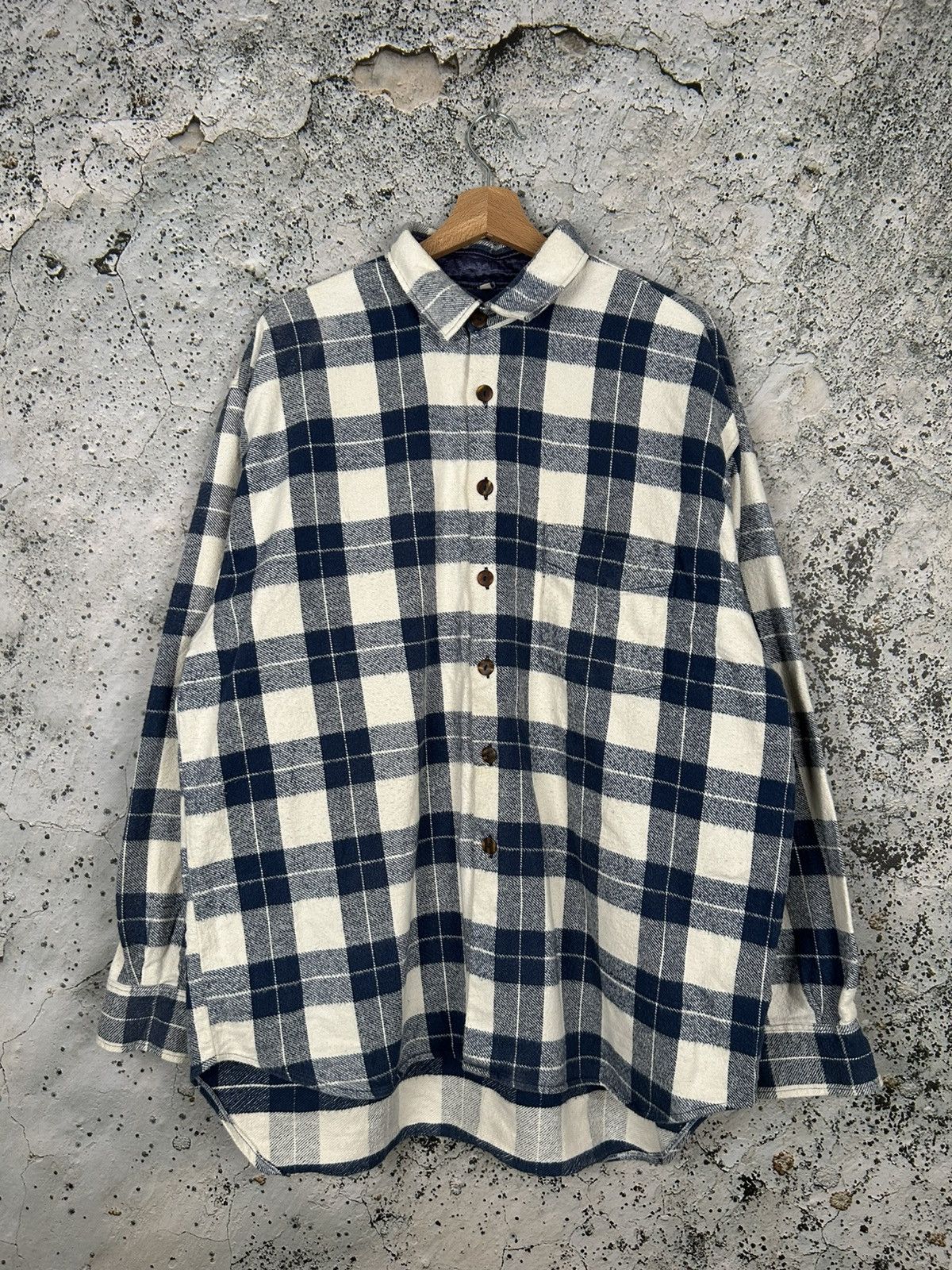 Vintage Flannel Shirt Blue White 90s Workwear Overshirt Hoodie, Sweatshirt | PodTeesHub.com