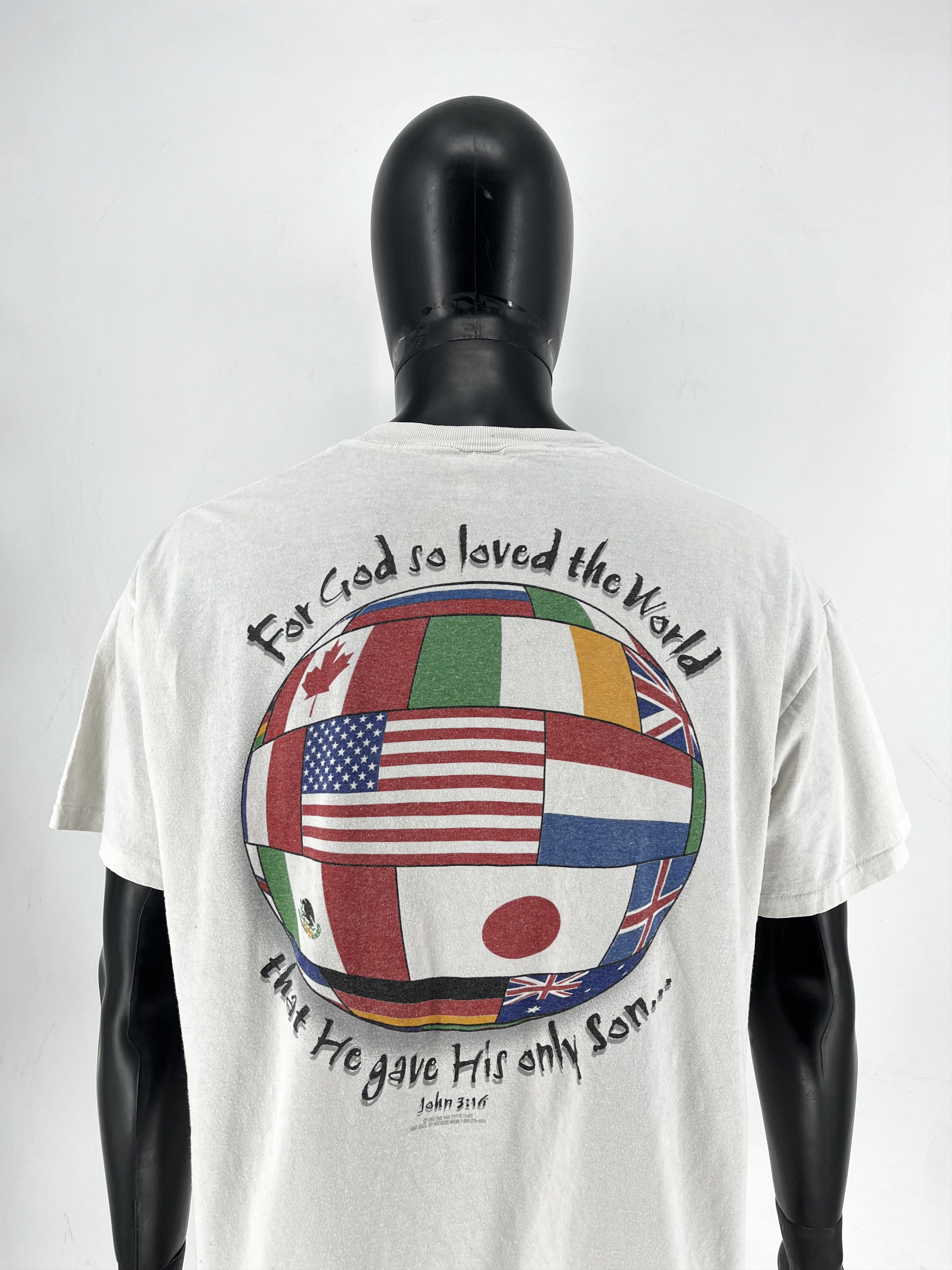 Vintage 1990s Olympics John 3 16 Jesus Tee Thrashed T Shirt Hoodie, Sweatshirt | PodTeesHub.com