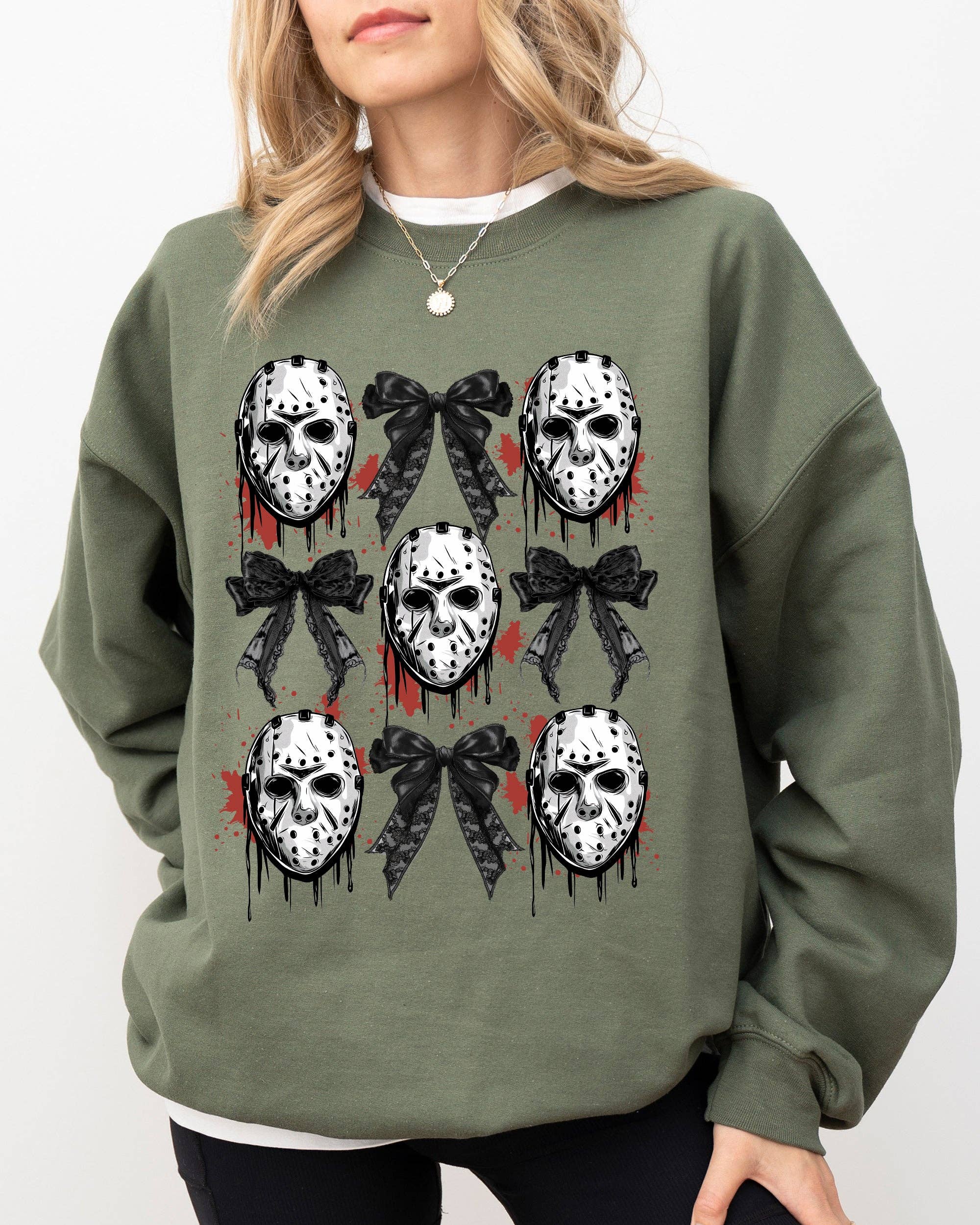 Masks and Bows, Ghost, Spooky Skeleton, Halloween Sweatshirt T-Shirts, Hoodie | PodTeesHub.com