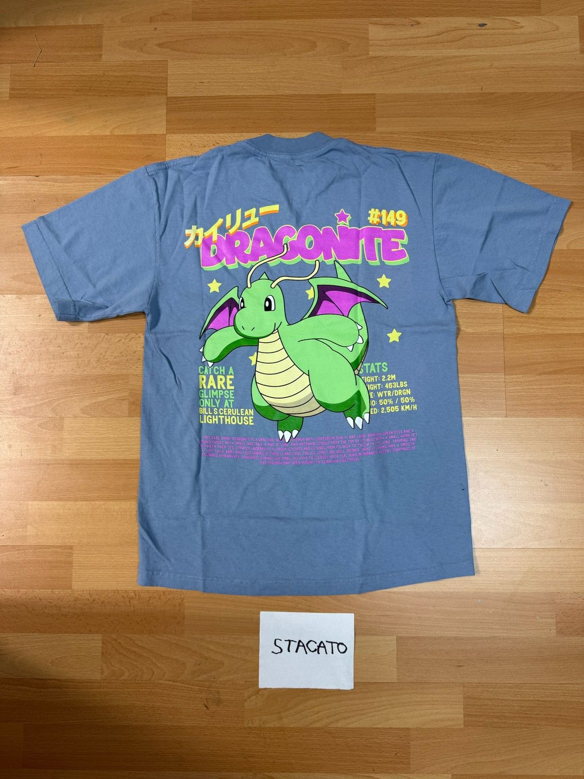 Vintage Demo World Dragonite Tee Blue Small Hoodie, Sweatshirt | PodTeesHub.com