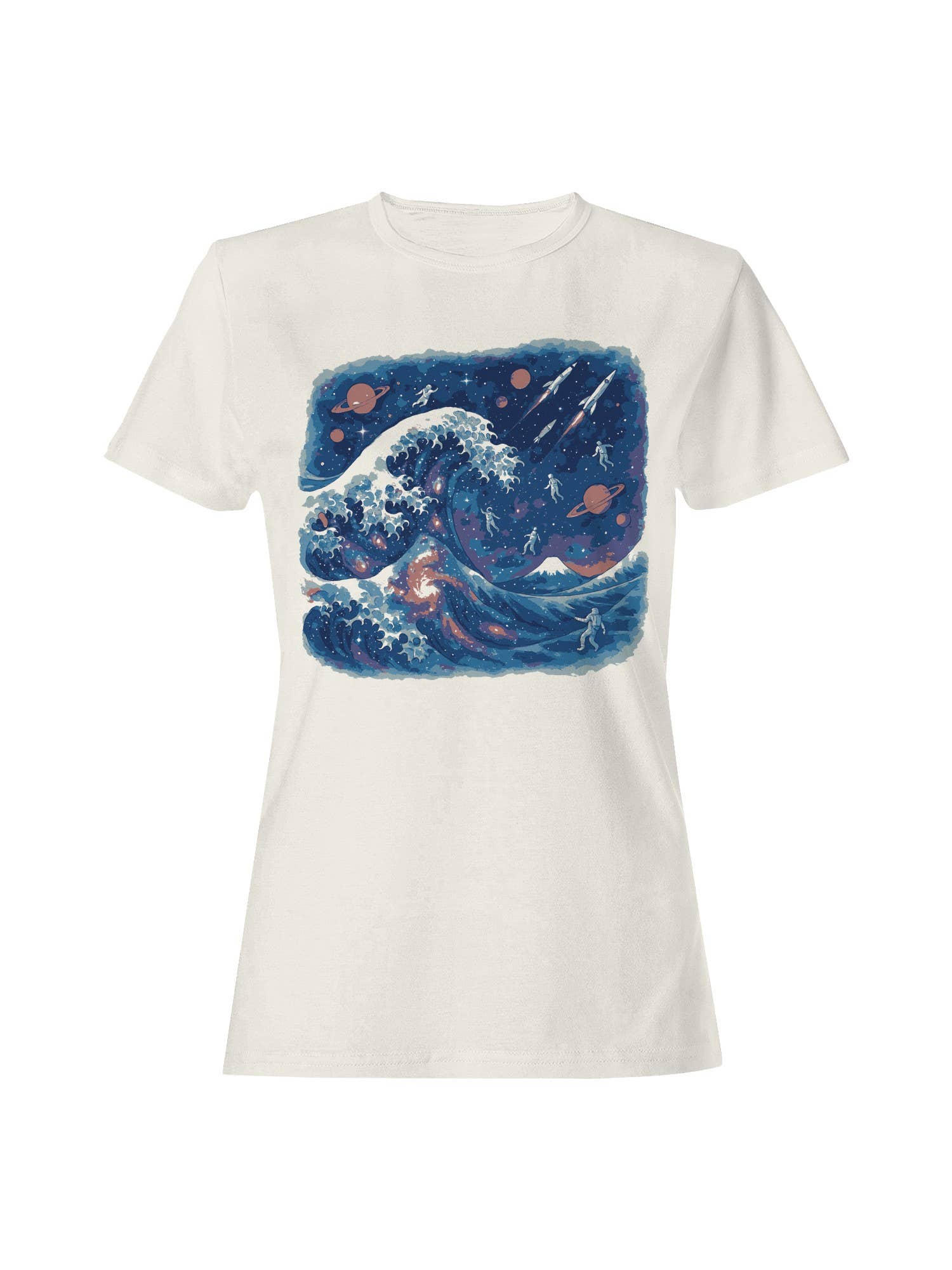 Cosmic Wave Odyssey: Astronauts and Planets Women's T-Shirt Hoodie, Sweatshirt | PodTeesHub.com