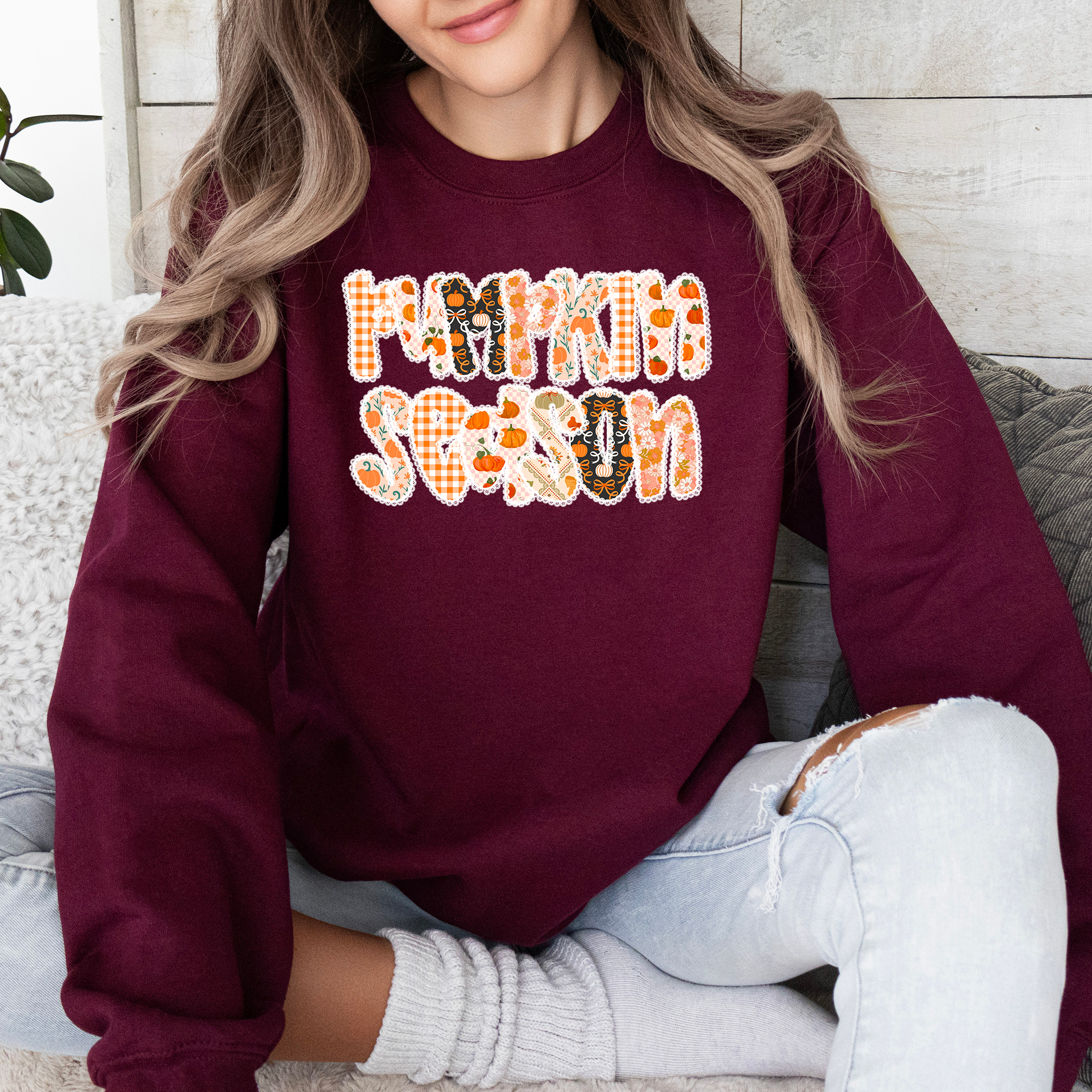 Pumpkin Season, Pattern, Classic Autumn, Fall Sweatshirt T-Shirts, Hoodie | PodTeesHub.com