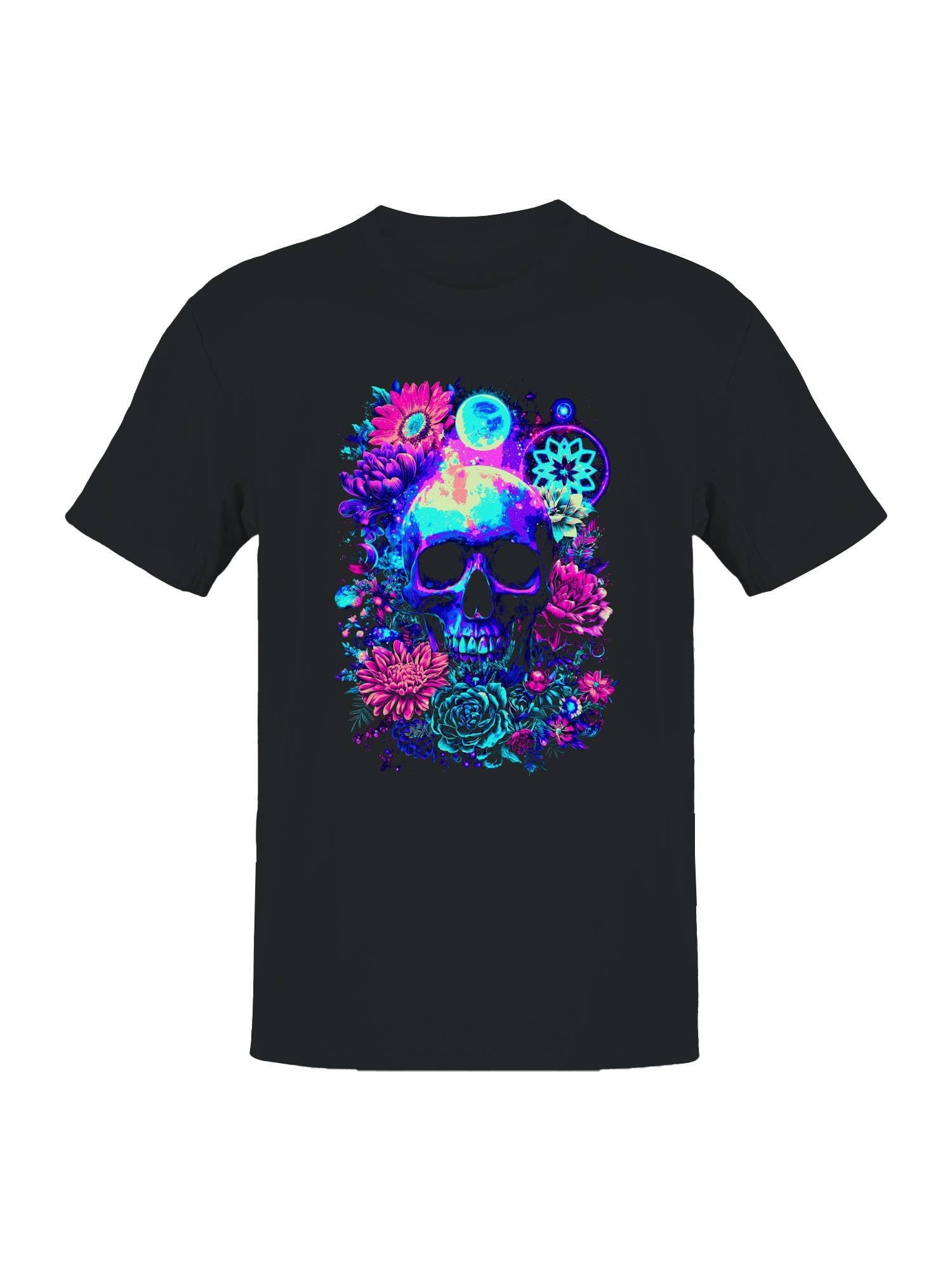 Cosmic Skull Neon Garden Art Men's T-Shirt Hoodie, Sweatshirt | PodTeesHub.com