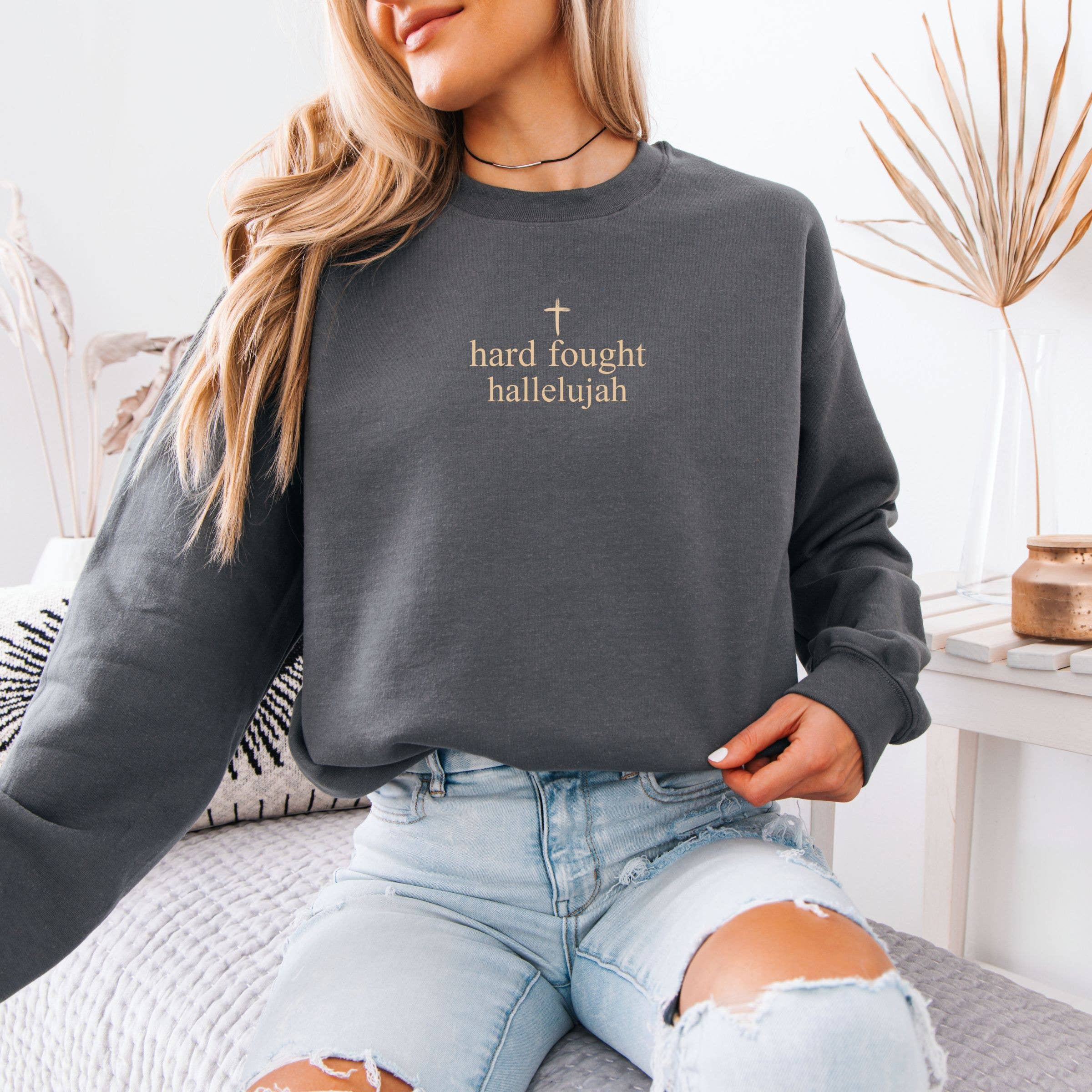 Hard Fought Hallelujah Graphic Sweatshirt - Graphic Tee Hoodie | PodTeesHub.com