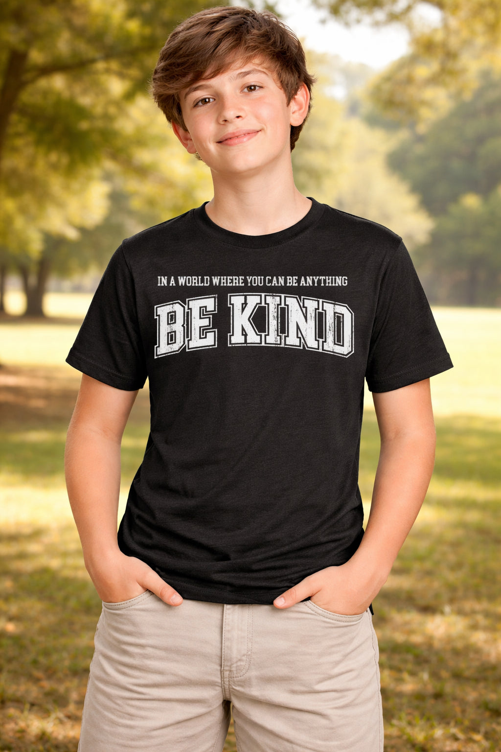 In A World Where You Can Be Anything Be Kind Youth T Shirt