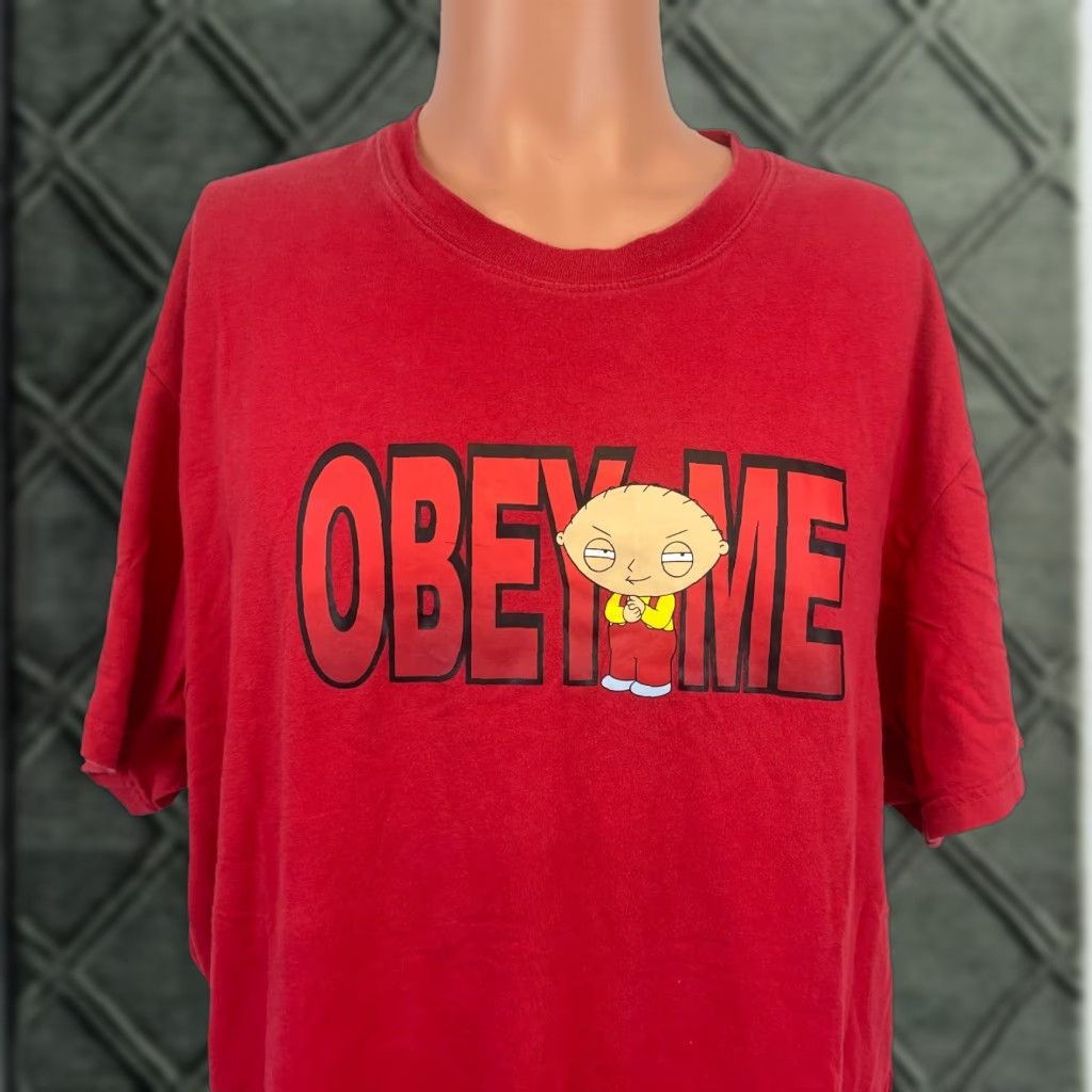 Griffin Vintage Family Guy Stewie Griffin Obey Me T Shirt 2011 Tv Show Cartoon Red Size Xl Hoodie, Sweatshirt