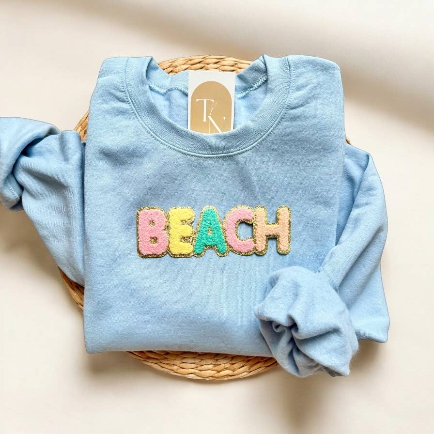 Chenille Patch Beach Sweatshirt, Summer Sweatshirts T-Shirts, Hoodie | PodTeesHub.com
