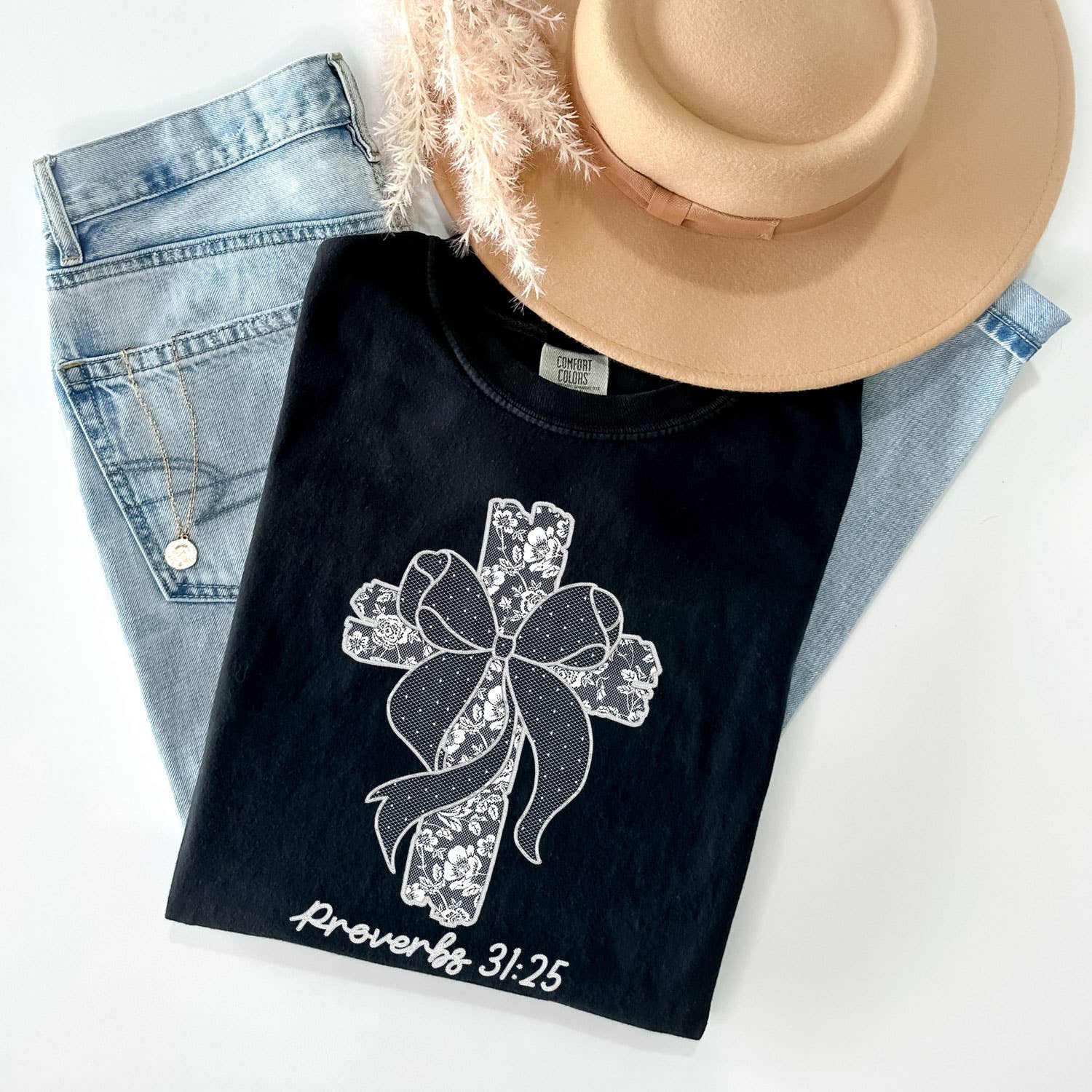 Coquette Lace Cross Tee Hoodie, Sweatshirt | PodTeesHub.com