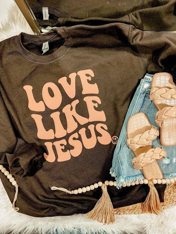 Love Like Jesus Happy Wave Puff Sweatshirt T-Shirts, Hoodie | PodTeesHub.com
