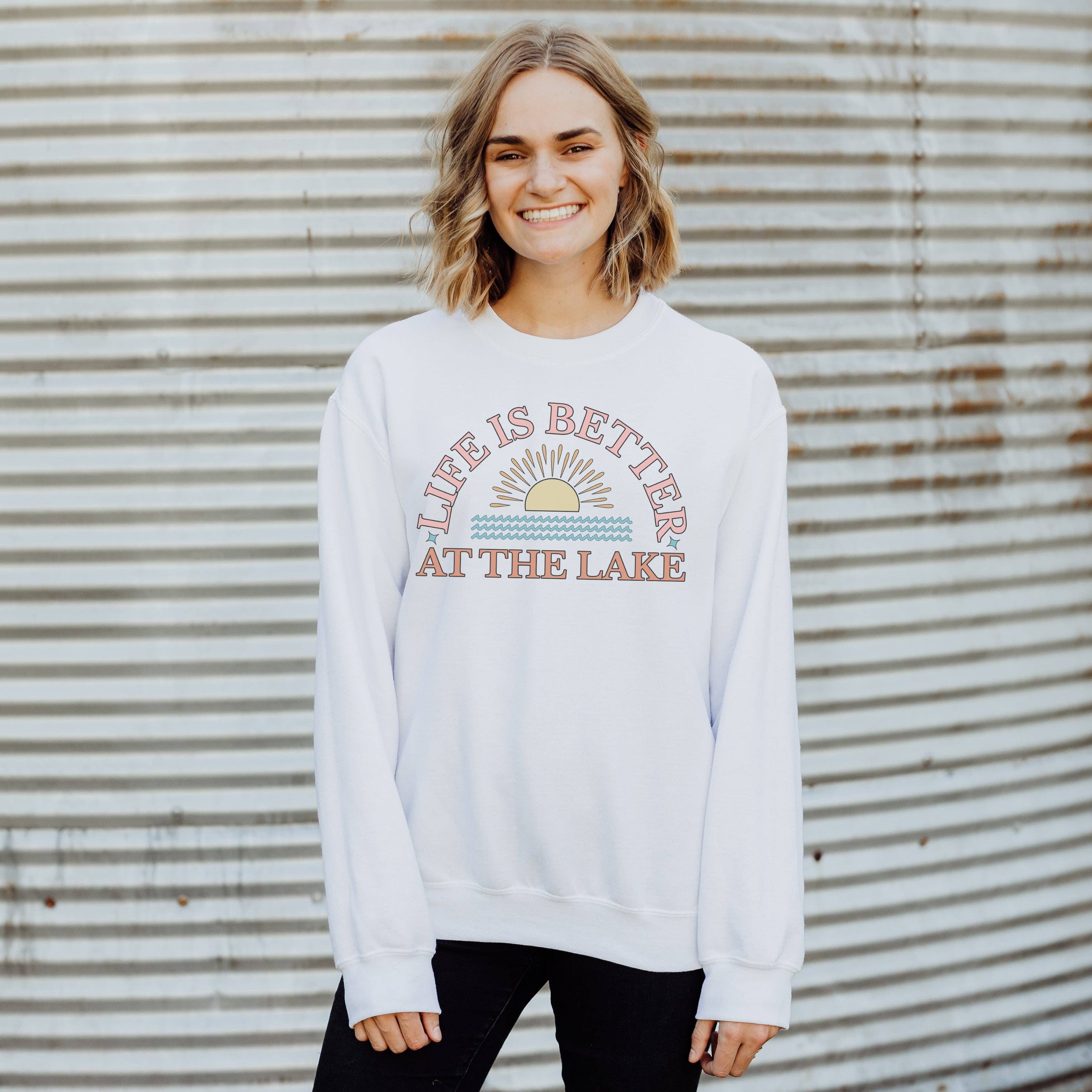 Life Is Better At the Lake Crewneck Sweatshirt | Sizes S-2XL T-Shirts, Hoodie | PodTeesHub.com