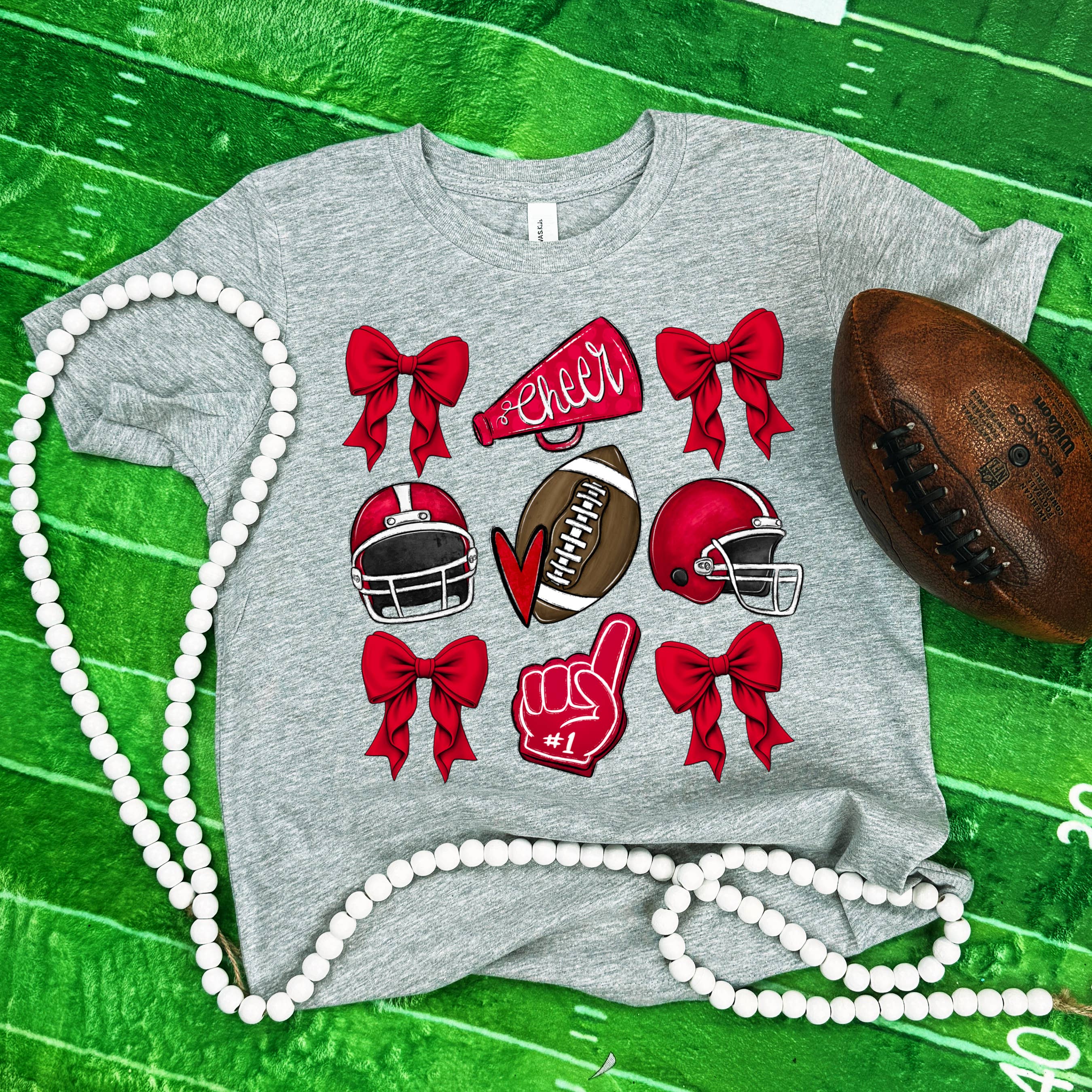 Red Cheer Bows Youth Everyday Athletic Heather Tee Hoodie, Sweatshirt | PodTeesHub.com