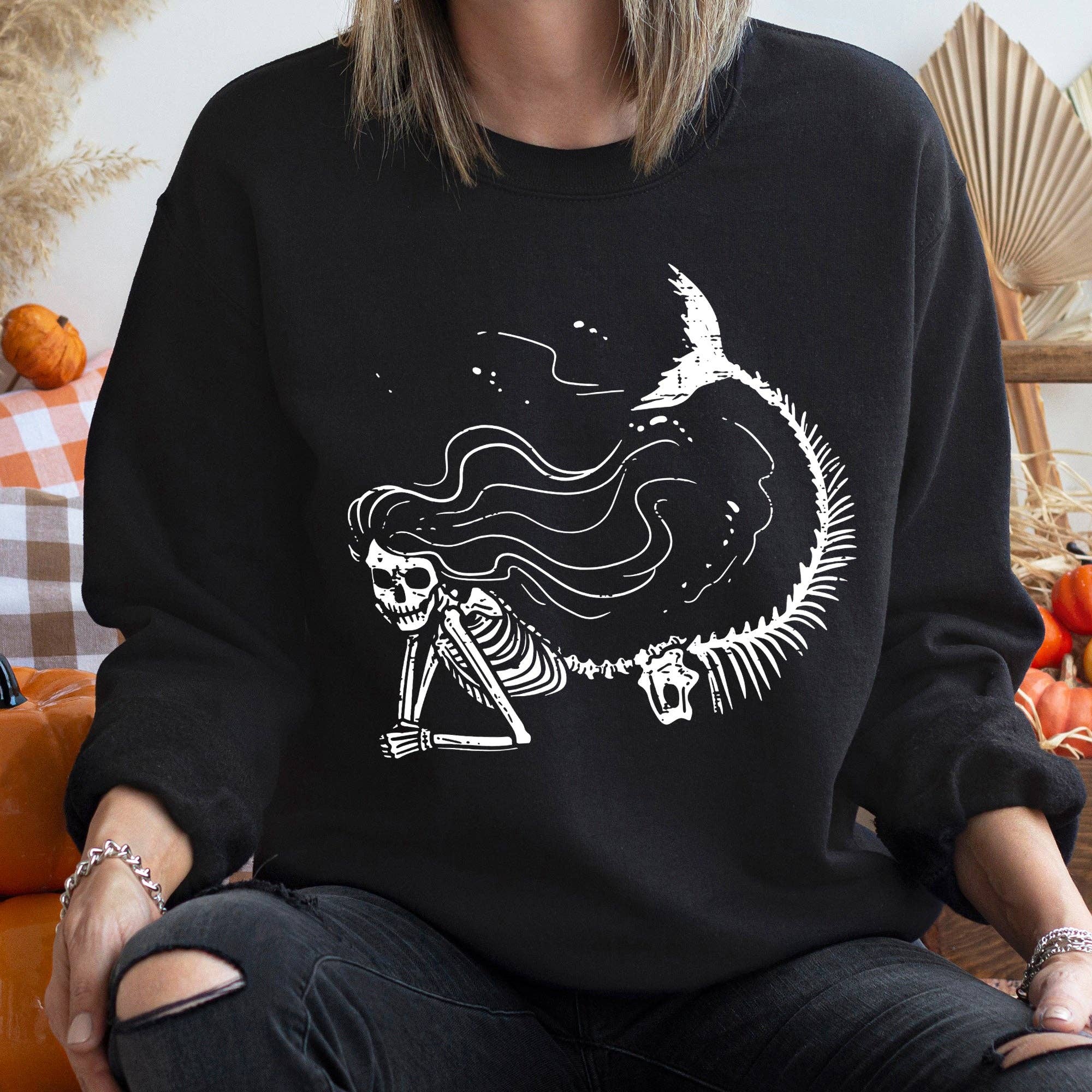 Mermaid Skeleton Sweatshirt T-Shirts, Hoodie | PodTeesHub.com