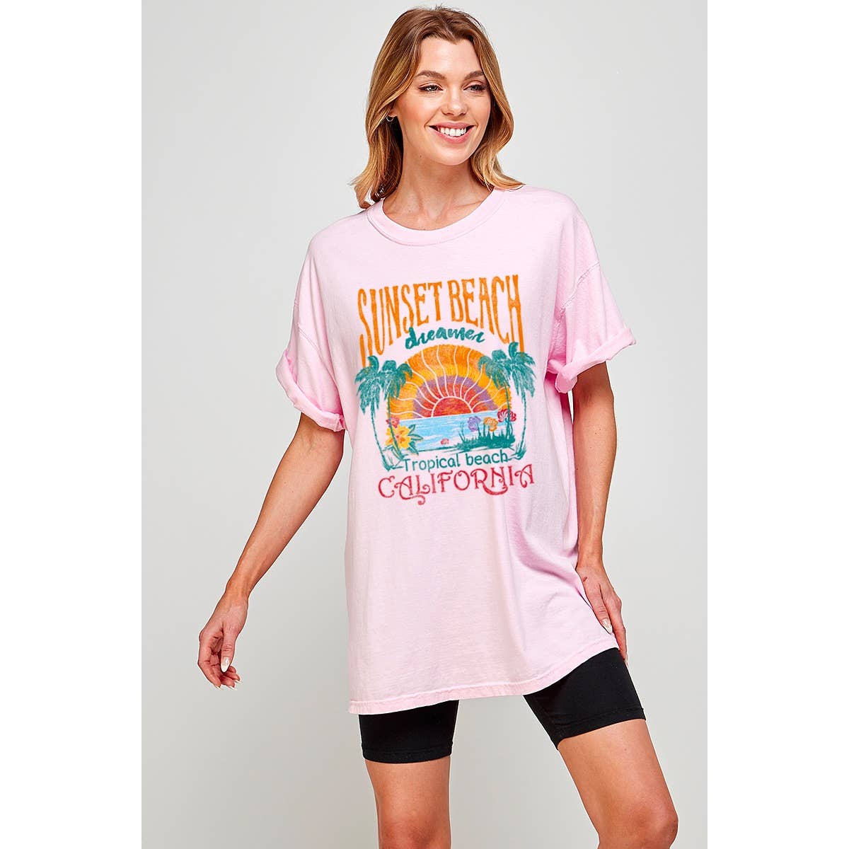 Sunset Beach Vintage   Graphic  Oversized Tee Hoodie, Sweatshirt | PodTeesHub.com