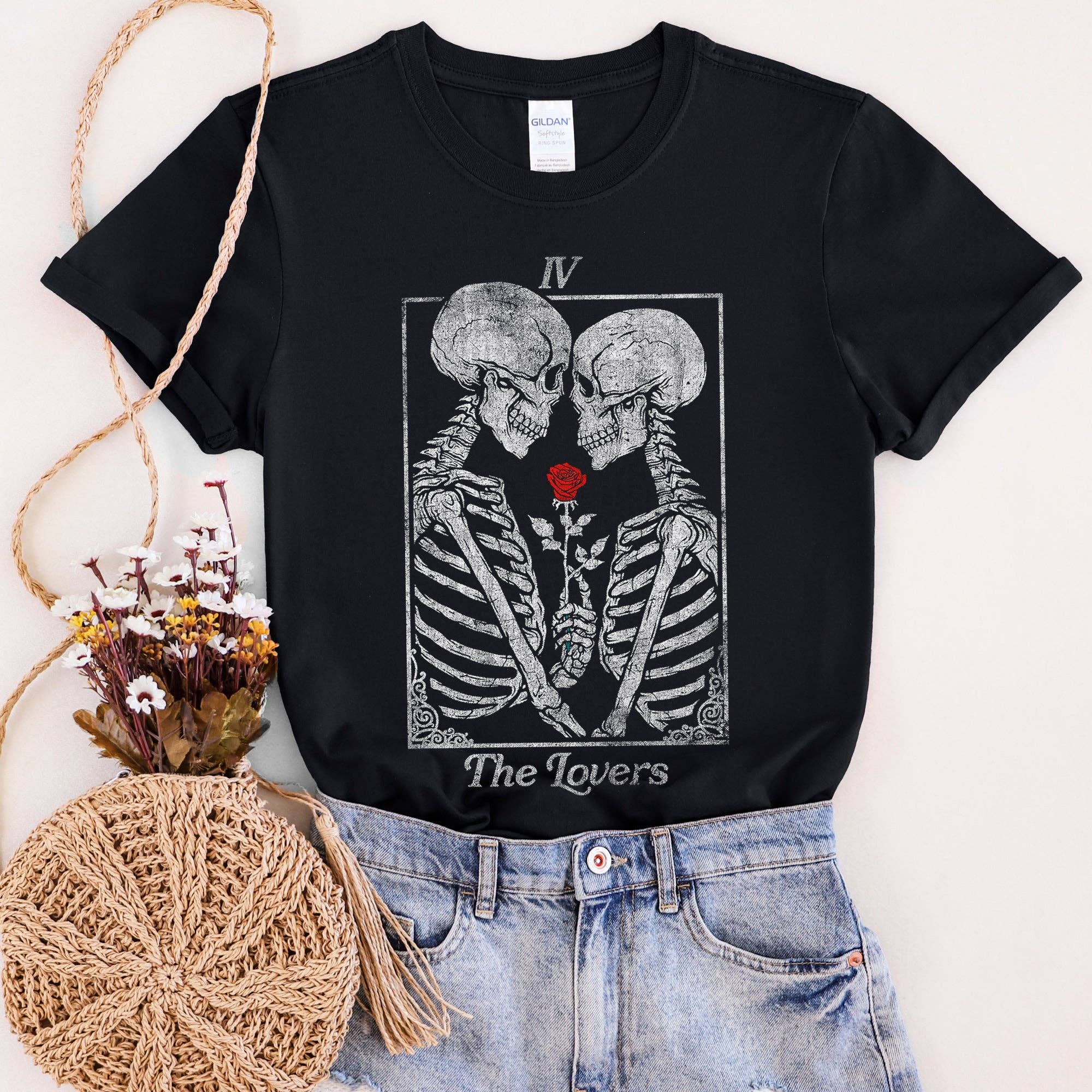 The Lovers Tarot, Skeletons, Mystical, Magic, Super Soft Tshirt, Valentine's Day Hoodie, Sweatshirt | PodTeesHub.com