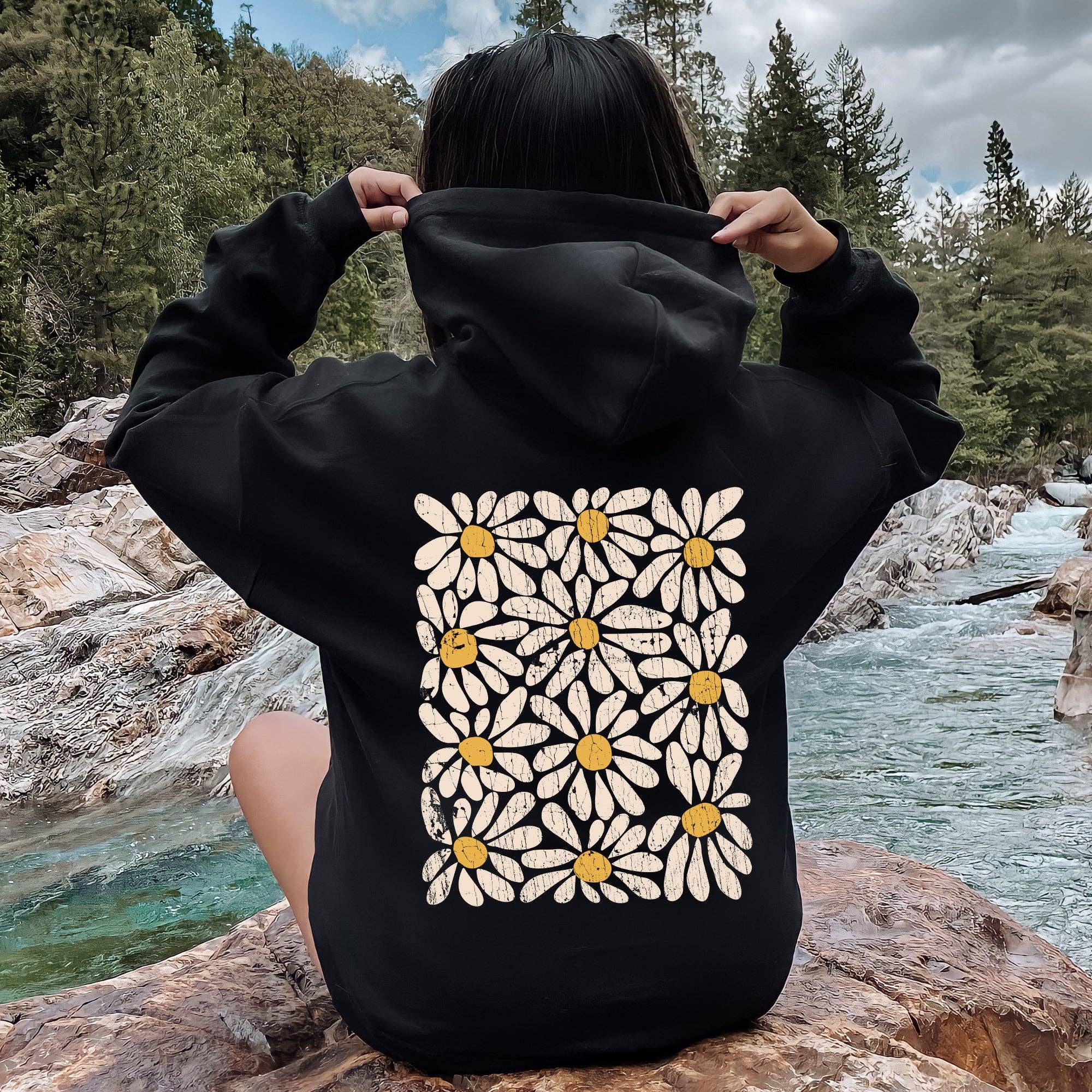 Vintage Daisies, Floral Design, Flowers Hoodie T-Shirts, Sweatshirt | PodTeesHub.com