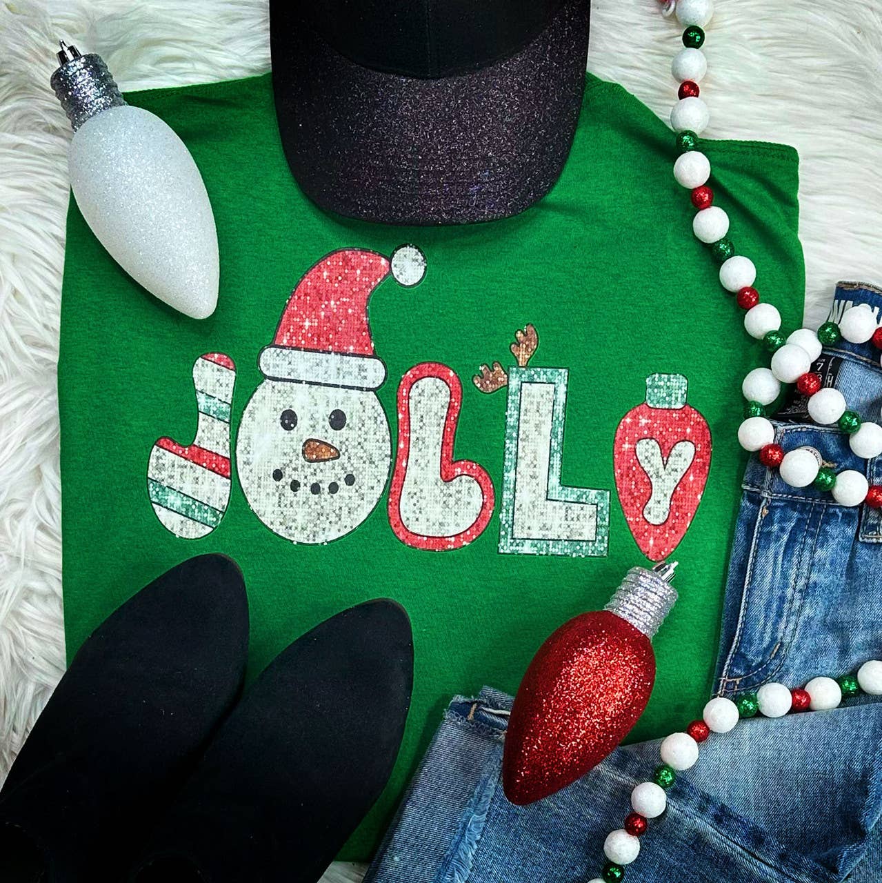 Jolly Faux Sequins Everyday Tee Hoodie, Sweatshirt | PodTeesHub.com