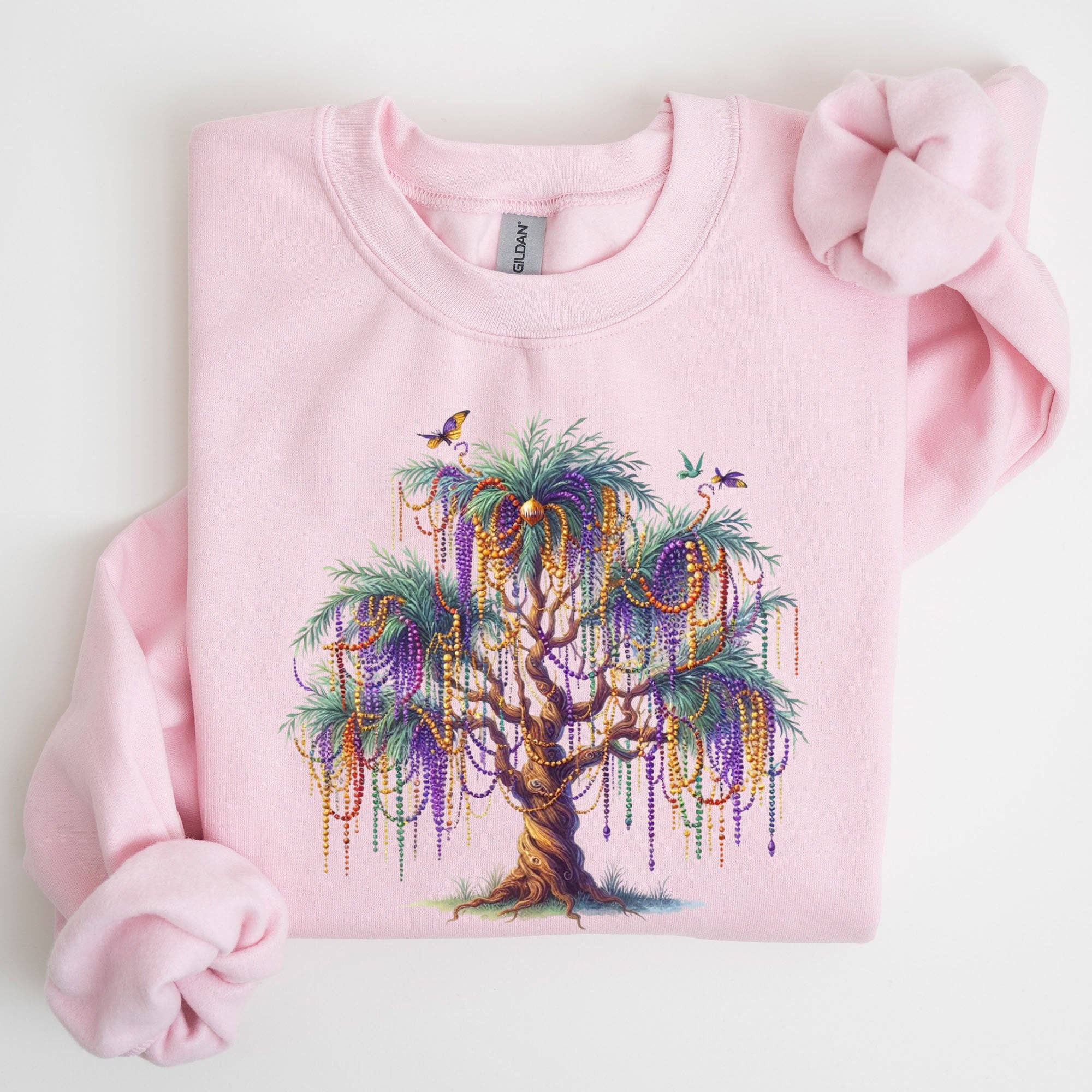 Mardi Gras Tree, Beads Fleur De Lis, Fat Tuesday Sweatshirt T-Shirts, Hoodie | PodTeesHub.com