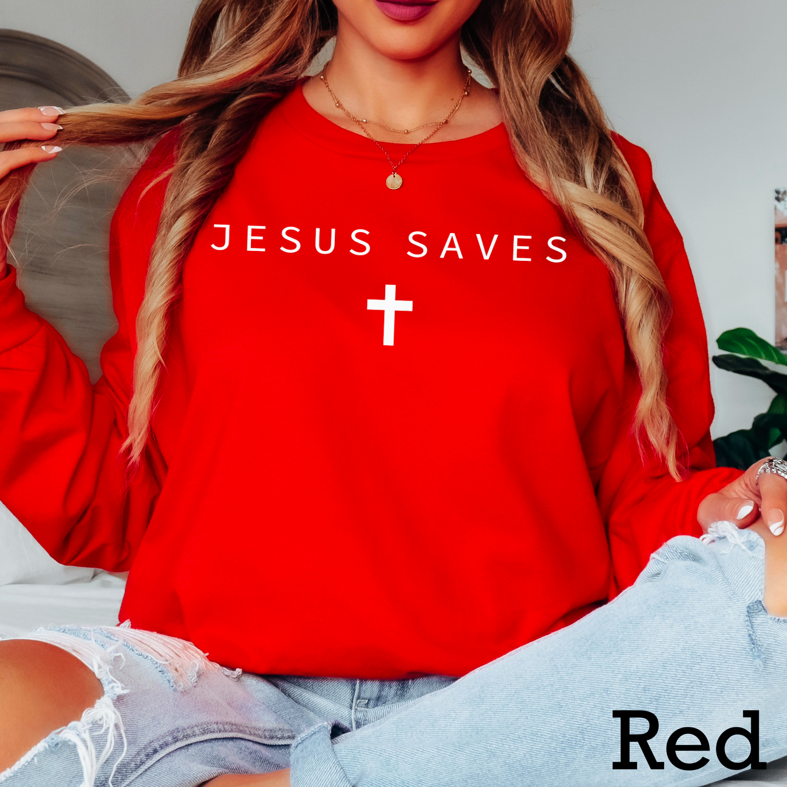 Jesus Saves Christian Long Sleeve Shirt|Gildan Hoodie, Sweatshirt | PodTeesHub.com