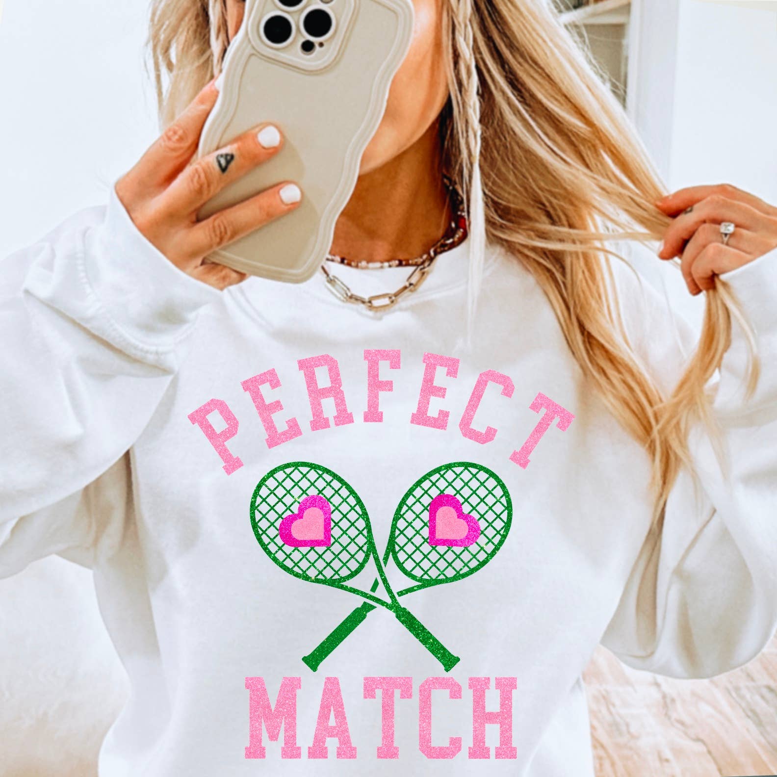 Perfect Match Valentine Graphic Crewneck Sweatshirt T-Shirts, Hoodie | PodTeesHub.com
