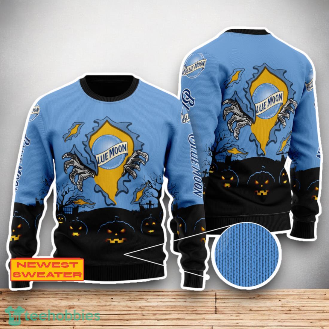 Blue Moon Scary Night Halloween Hand Pull Out Sweater For Men Women