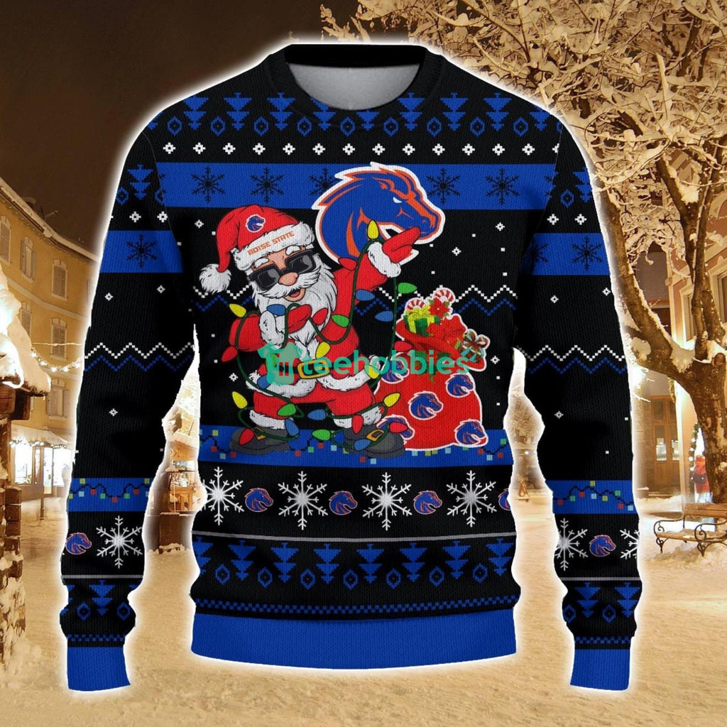 Boise State Broncos Santa Claus Ugly Christmas Sweater All Printed Sweater For Fans Gift Ideas