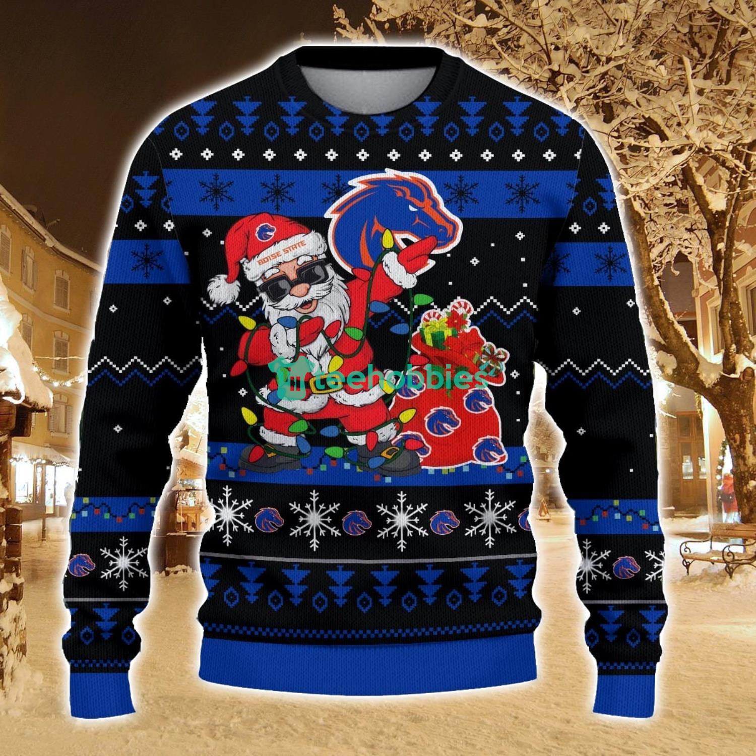 Boise State Broncos Santa Claus Ugly Christmas Sweater All Printed Sweater For Fans Gift Ideas