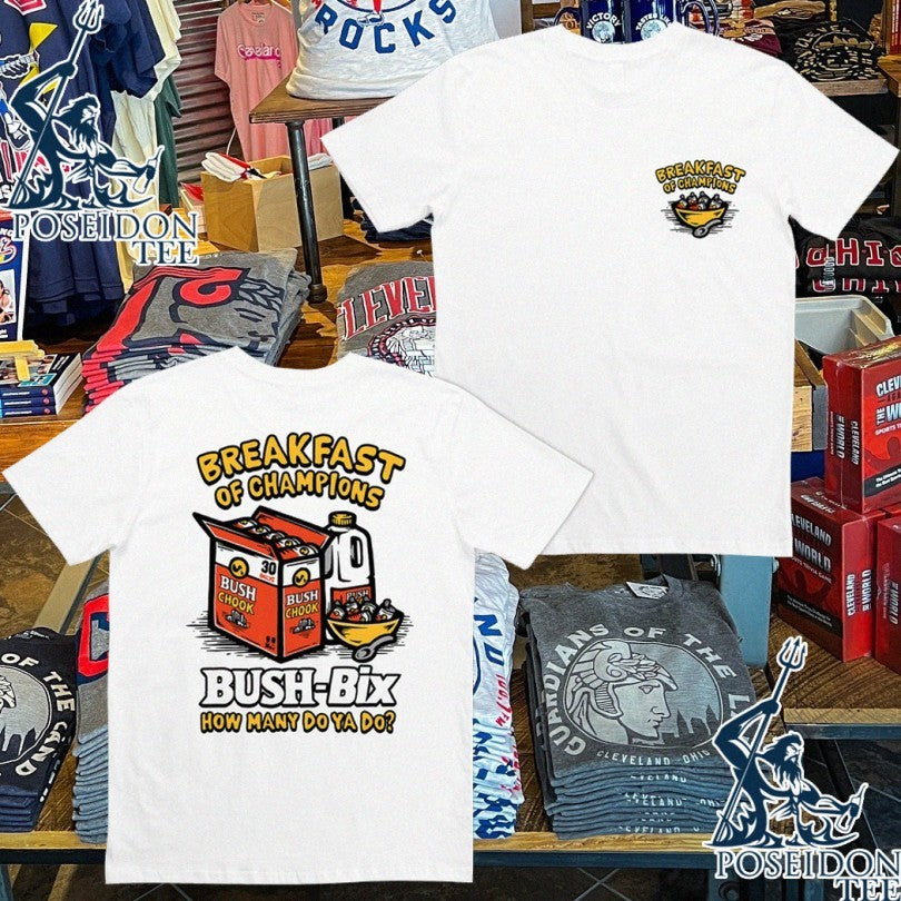 Bush Chook Breakfast Of Champions Bush-box How Many Do Ya Do T-shirt