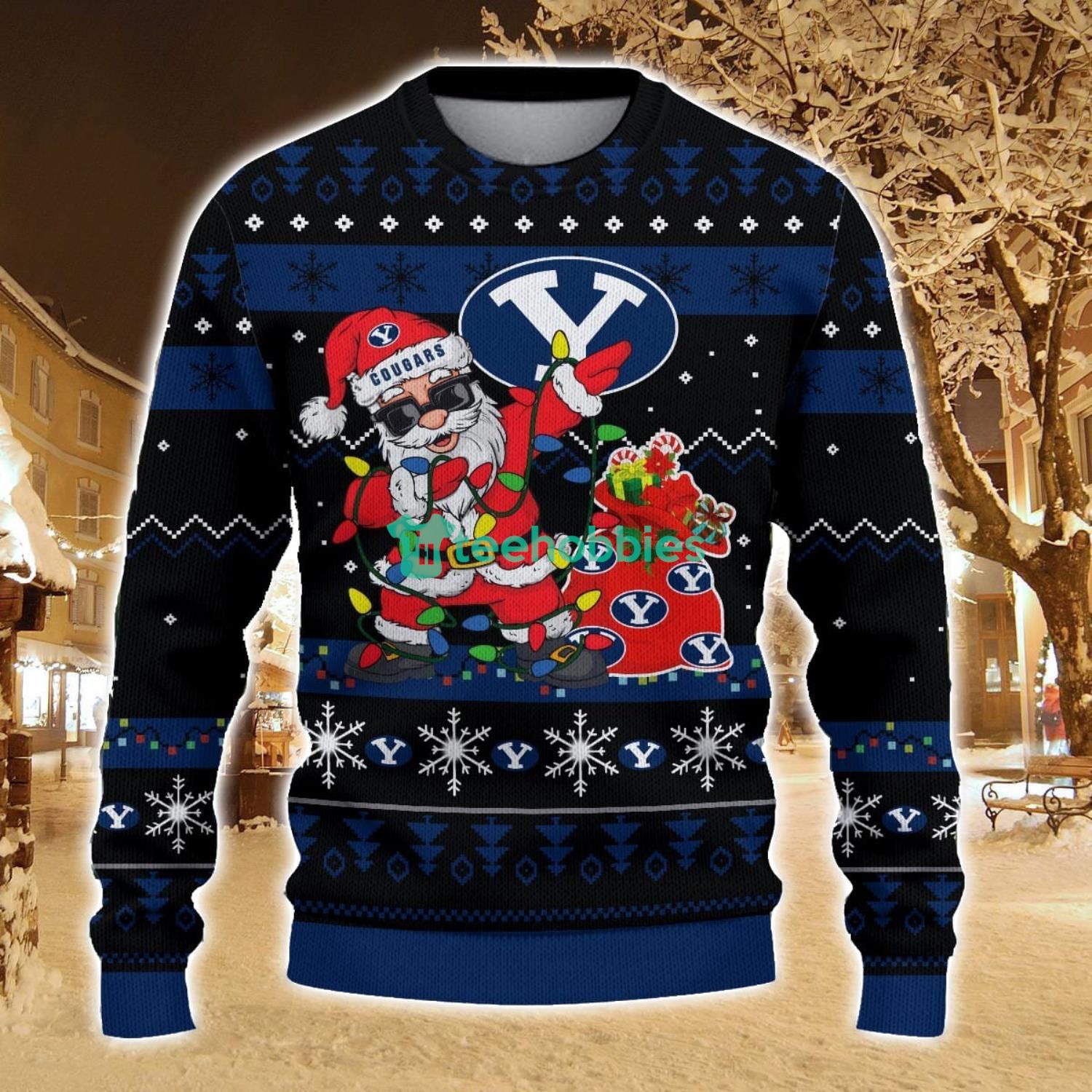 BYU Cougars Santa Claus Ugly Christmas Sweater All Printed Sweater For Fans Gift Ideas