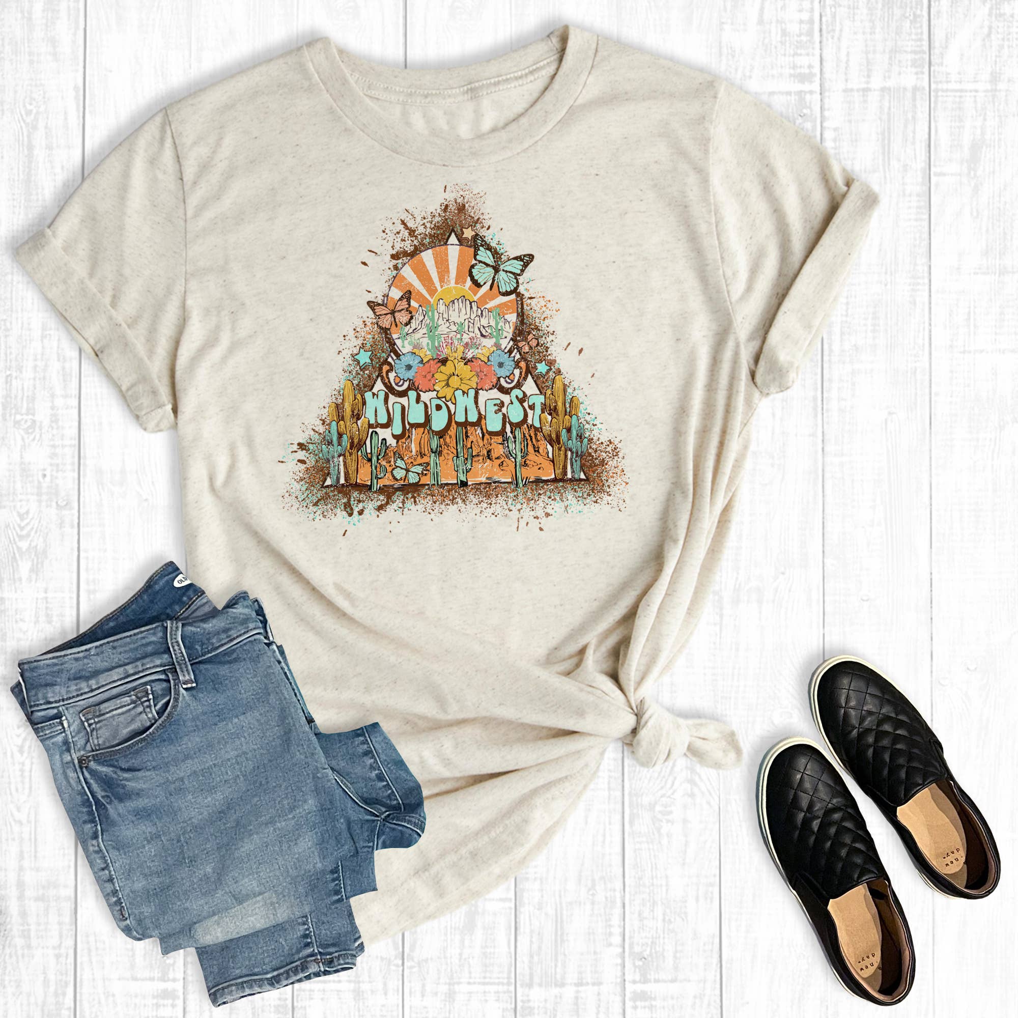 Western Wild West Desert Graphic Tee Hoodie, Sweatshirt | PodTeesHub.com