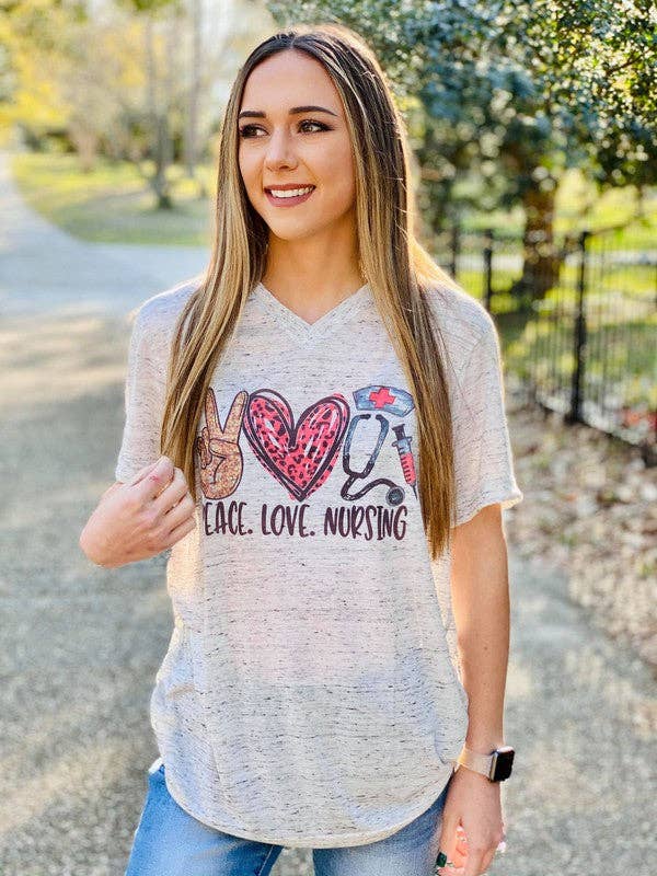 Peace Love Nursing Marble Tee Hoodie, Sweatshirt | PodTeesHub.com