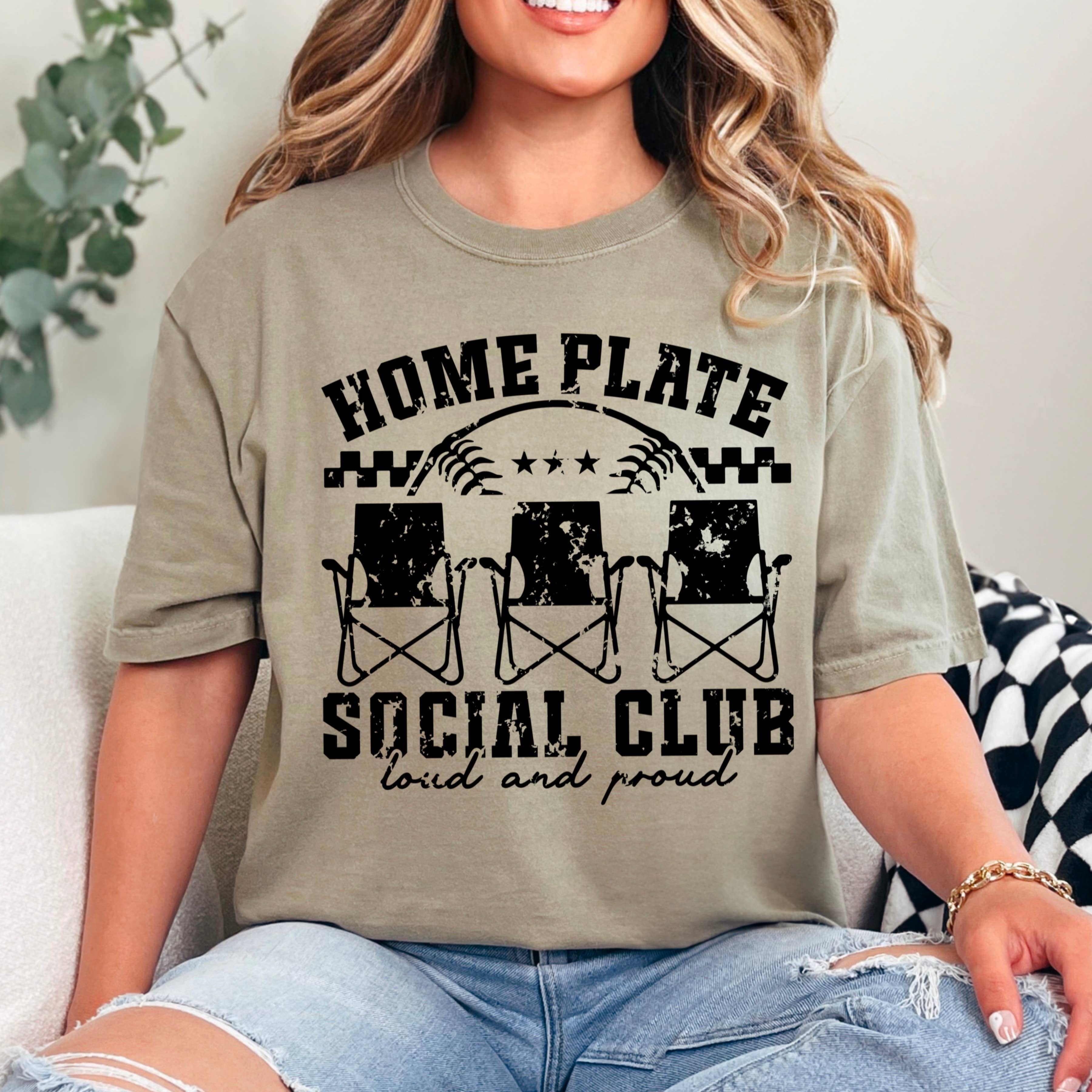 Home Plate Social Club Baseball Graphic Shirt Comfort Color Hoodie, Sweatshirt | PodTeesHub.com