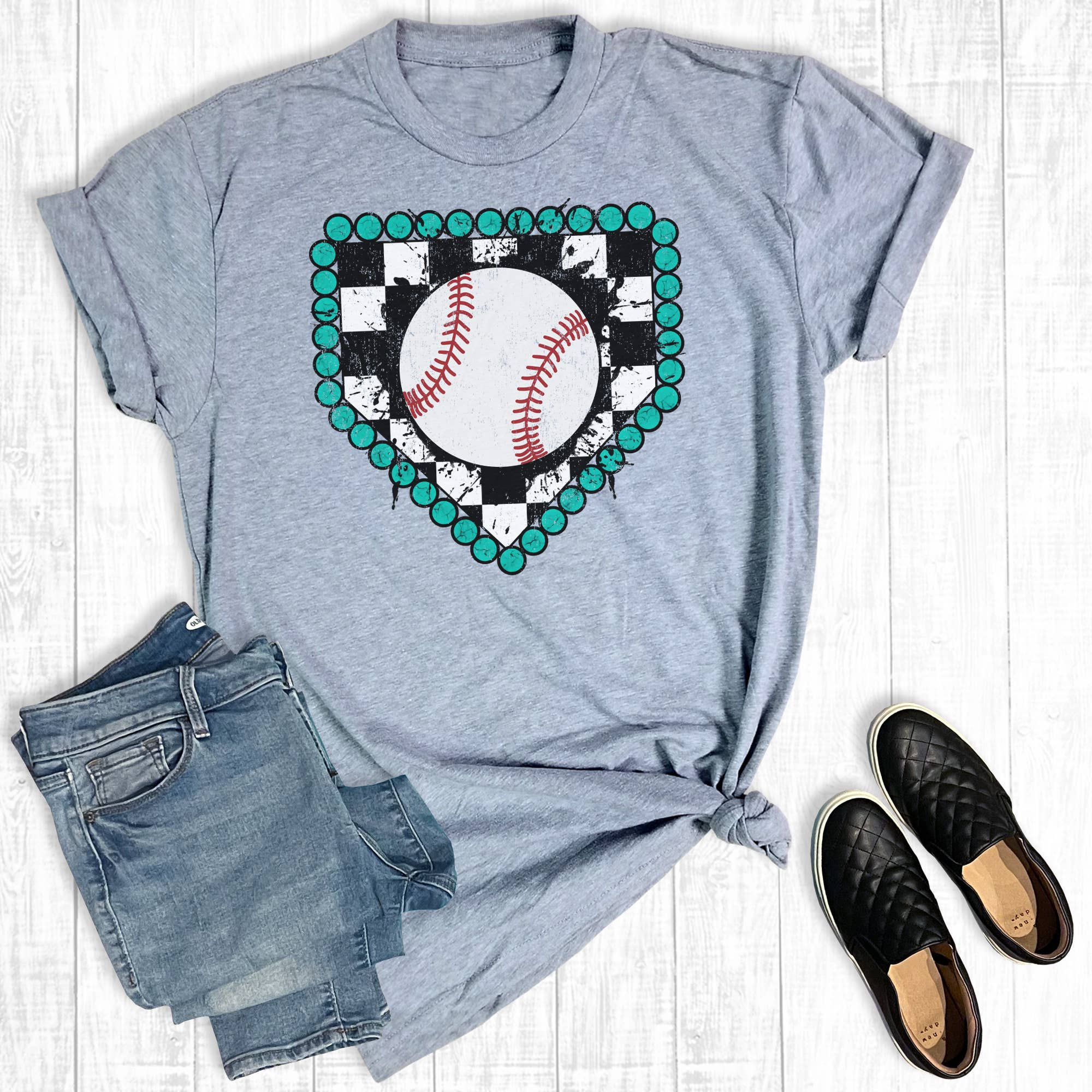 Turquoise Baseball Plate Graphic Tee Hoodie, Sweatshirt | PodTeesHub.com