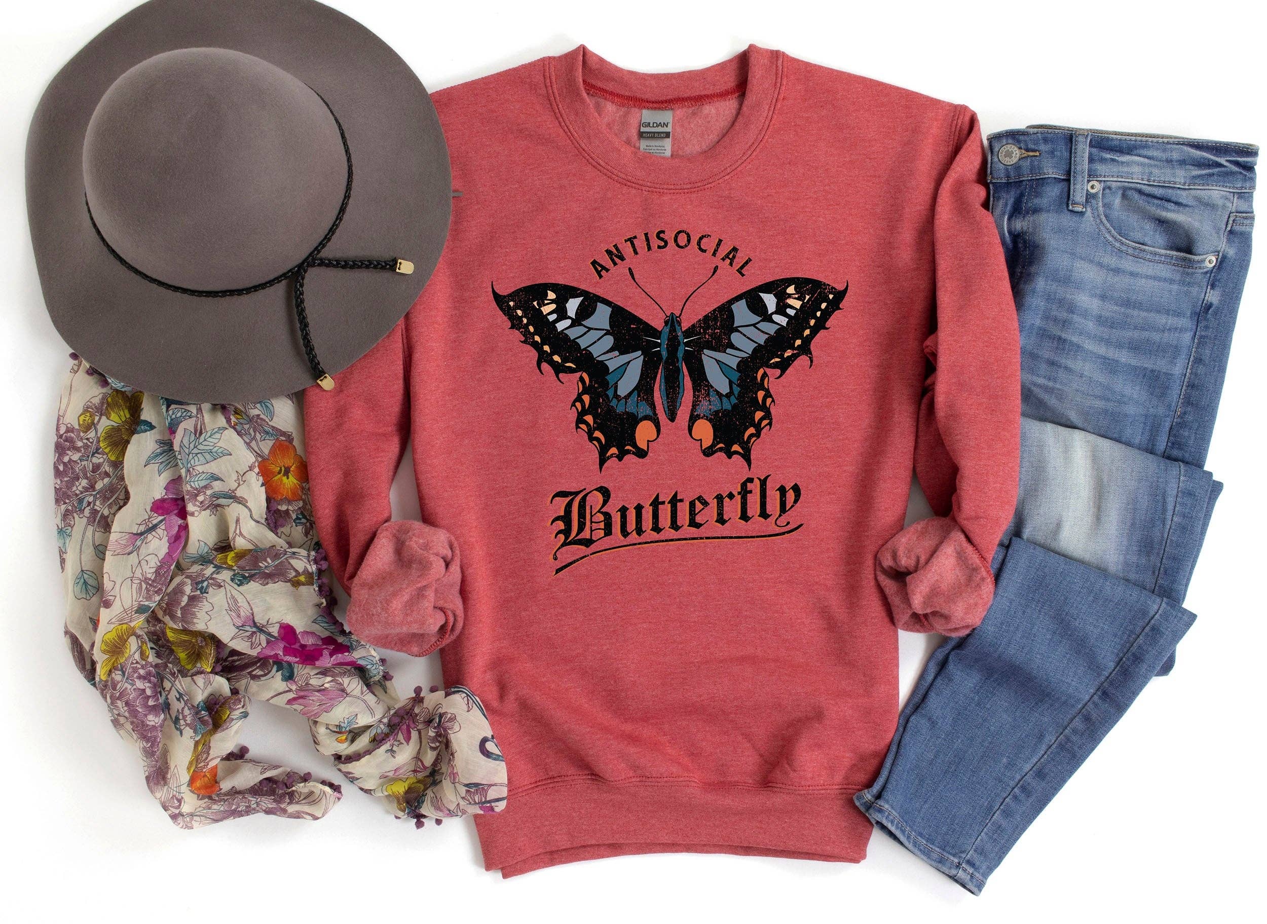 Anti Social Butterfly Sweatshirt T-Shirts, Hoodie | PodTeesHub.com