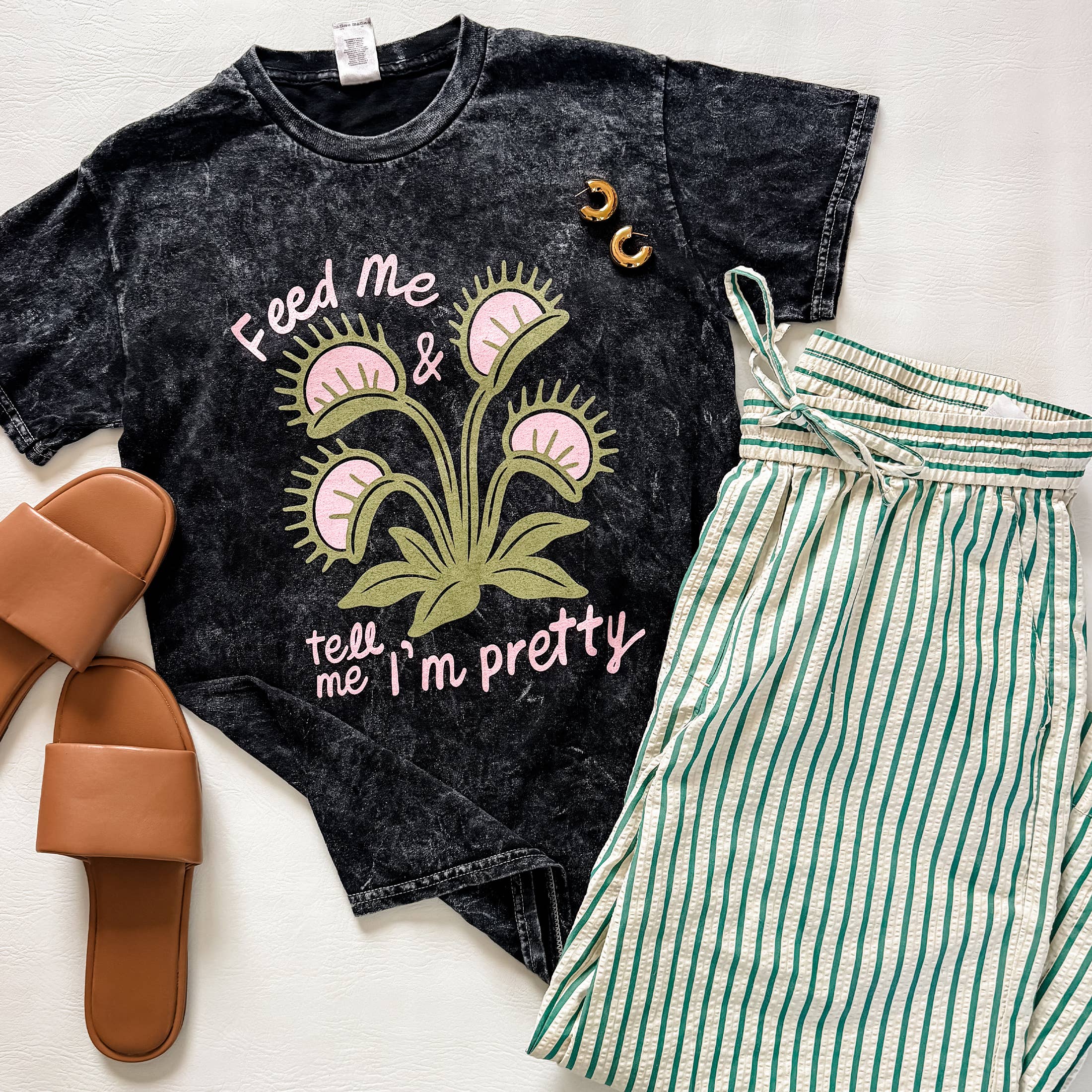 Funny Feed Me Tell Me I’M Pretty Graphic T Shirt, Plant Tee Hoodie, Sweatshirt | PodTeesHub.com