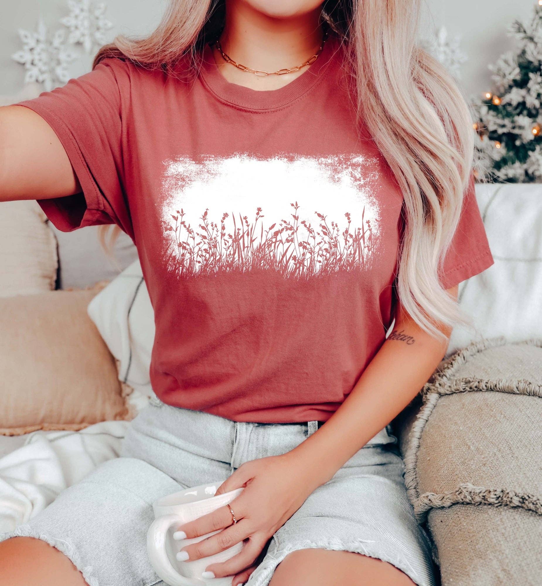 Vintage Nature Meadow Silhouette T-Shirt Hoodie, Sweatshirt | PodTeesHub.com