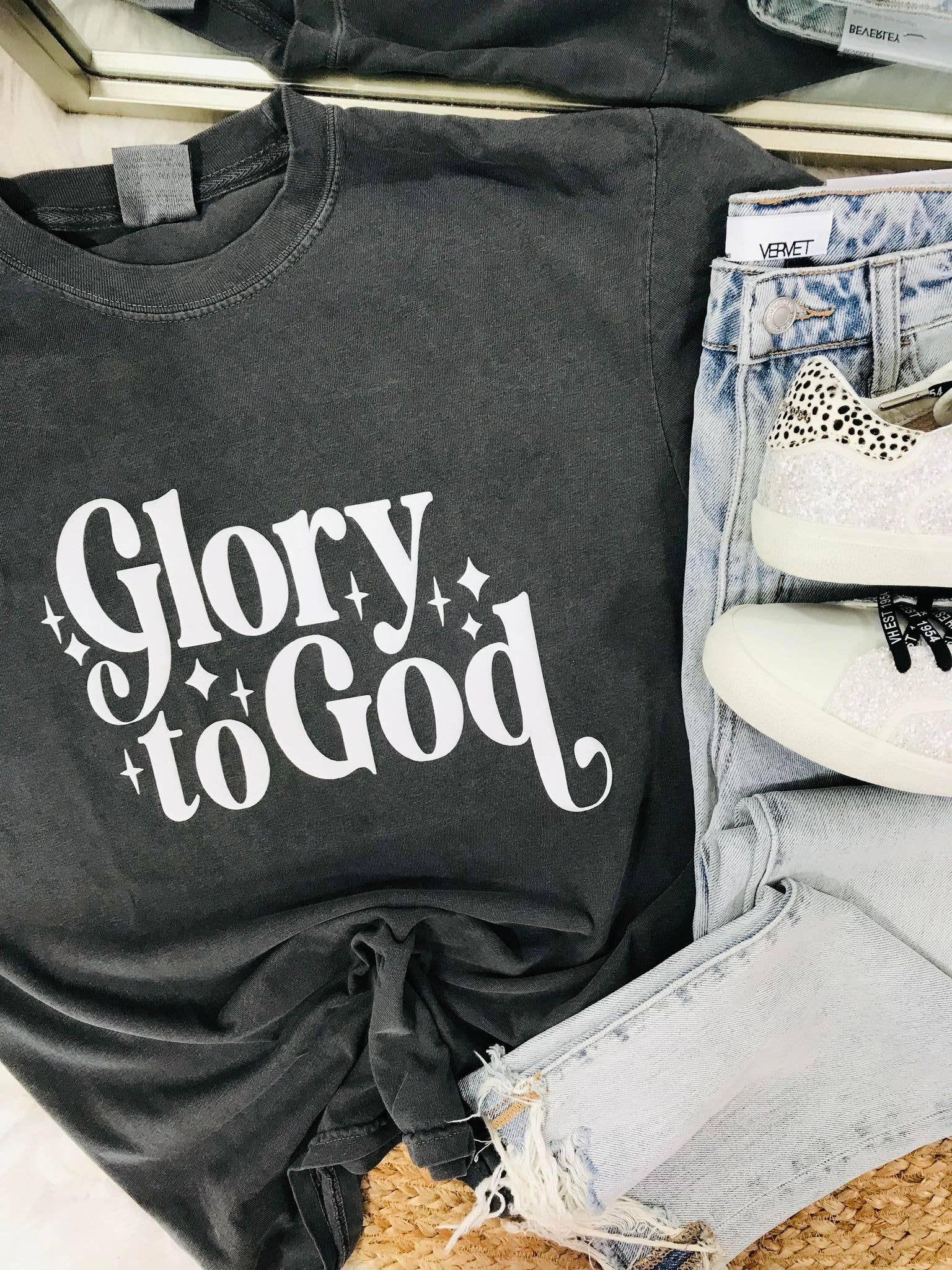 Glory To God Sparkle Puff Tee Hoodie, Sweatshirt | PodTeesHub.com