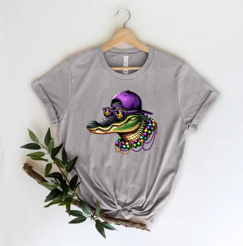 Mardi Gras Crocodile T-Shirt Hoodie, Sweatshirt | PodTeesHub.com
