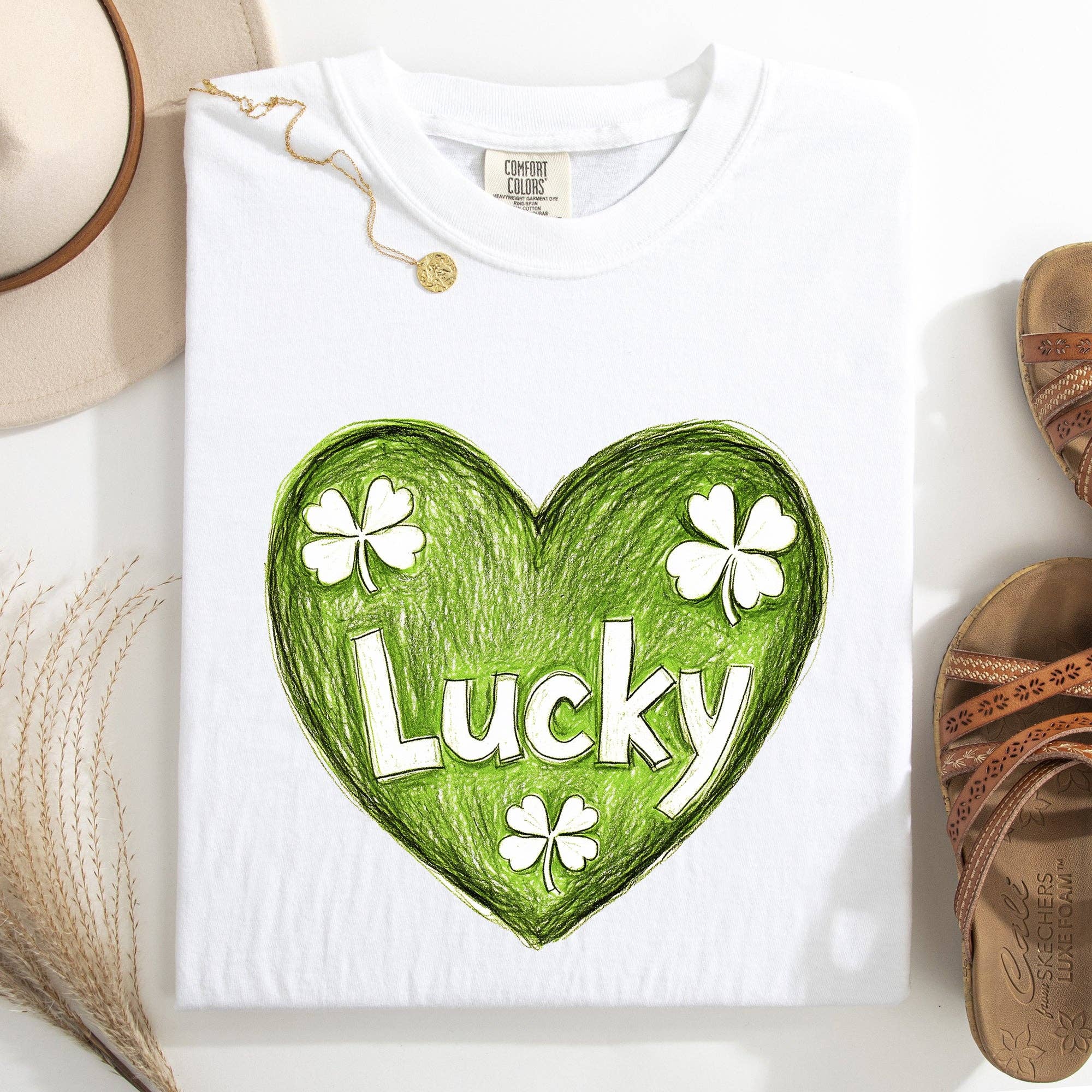 Lucky, Sketched Heart, St Patrick's Day, Shamrock Tshirt Hoodie, Sweatshirt | PodTeesHub.com