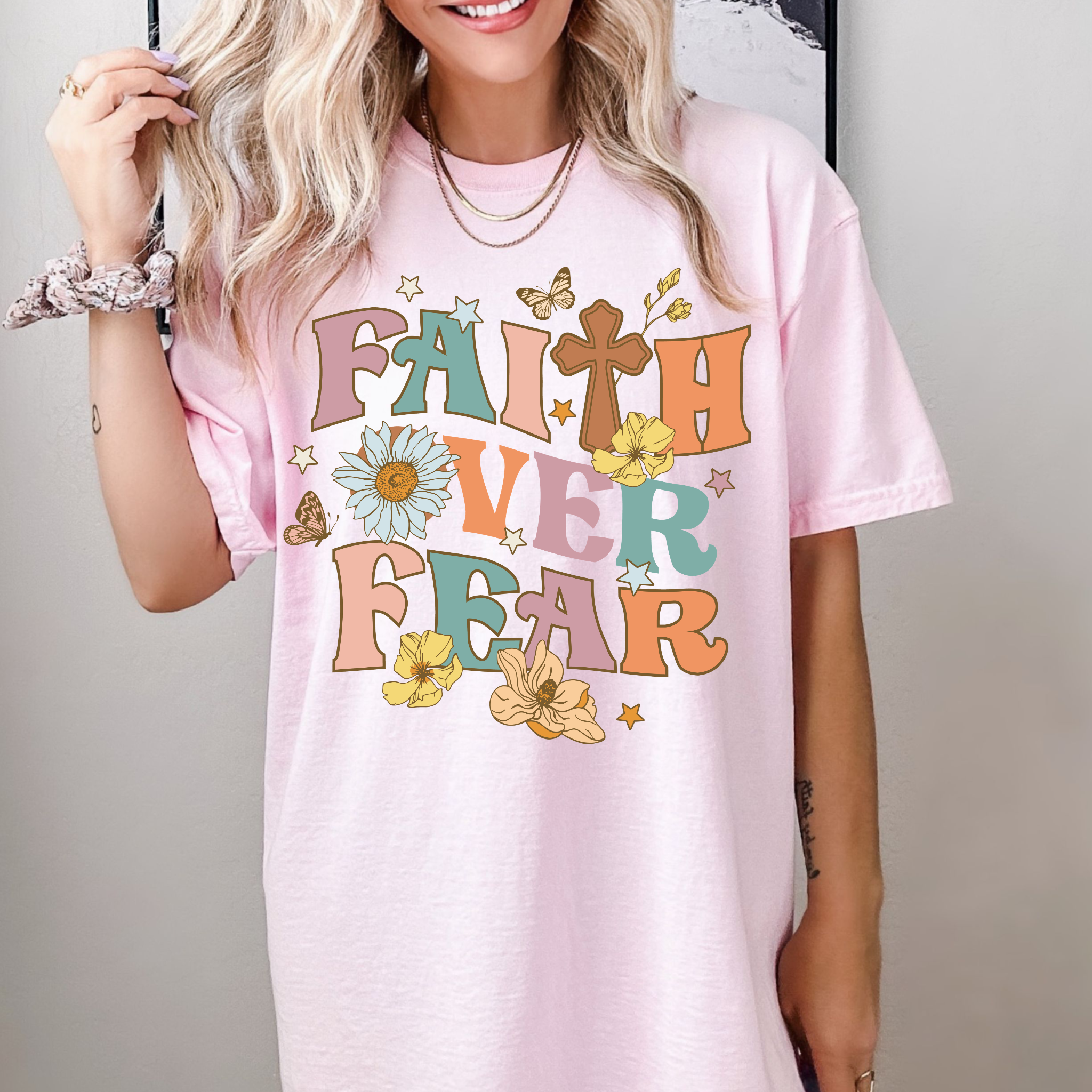 Faith Over Fear Religous Graphic Tee Hoodie, Sweatshirt | PodTeesHub.com