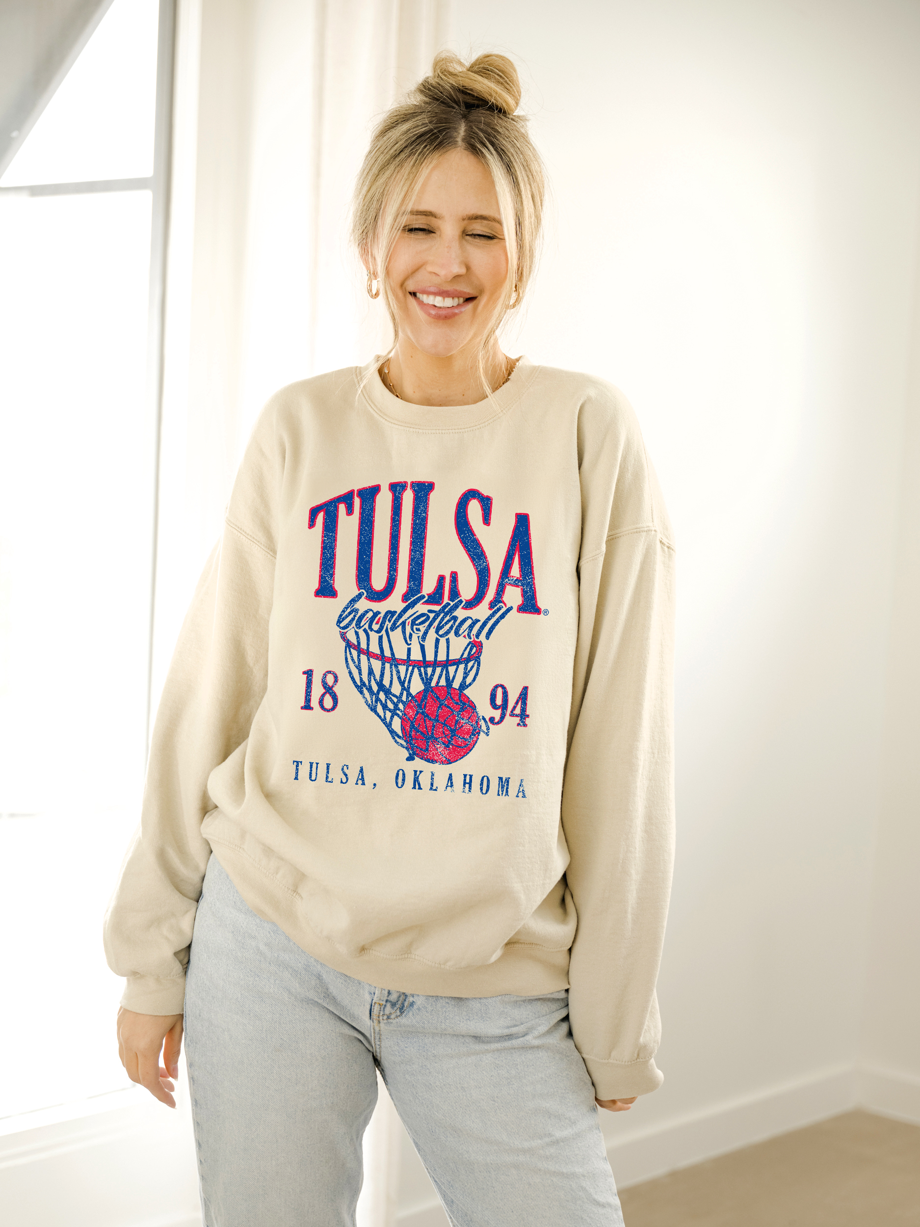 Tu Tulsa Hurricane Big Basketball Sand Thrifted Sweatshirt T-Shirts, Hoodie | PodTeesHub.com