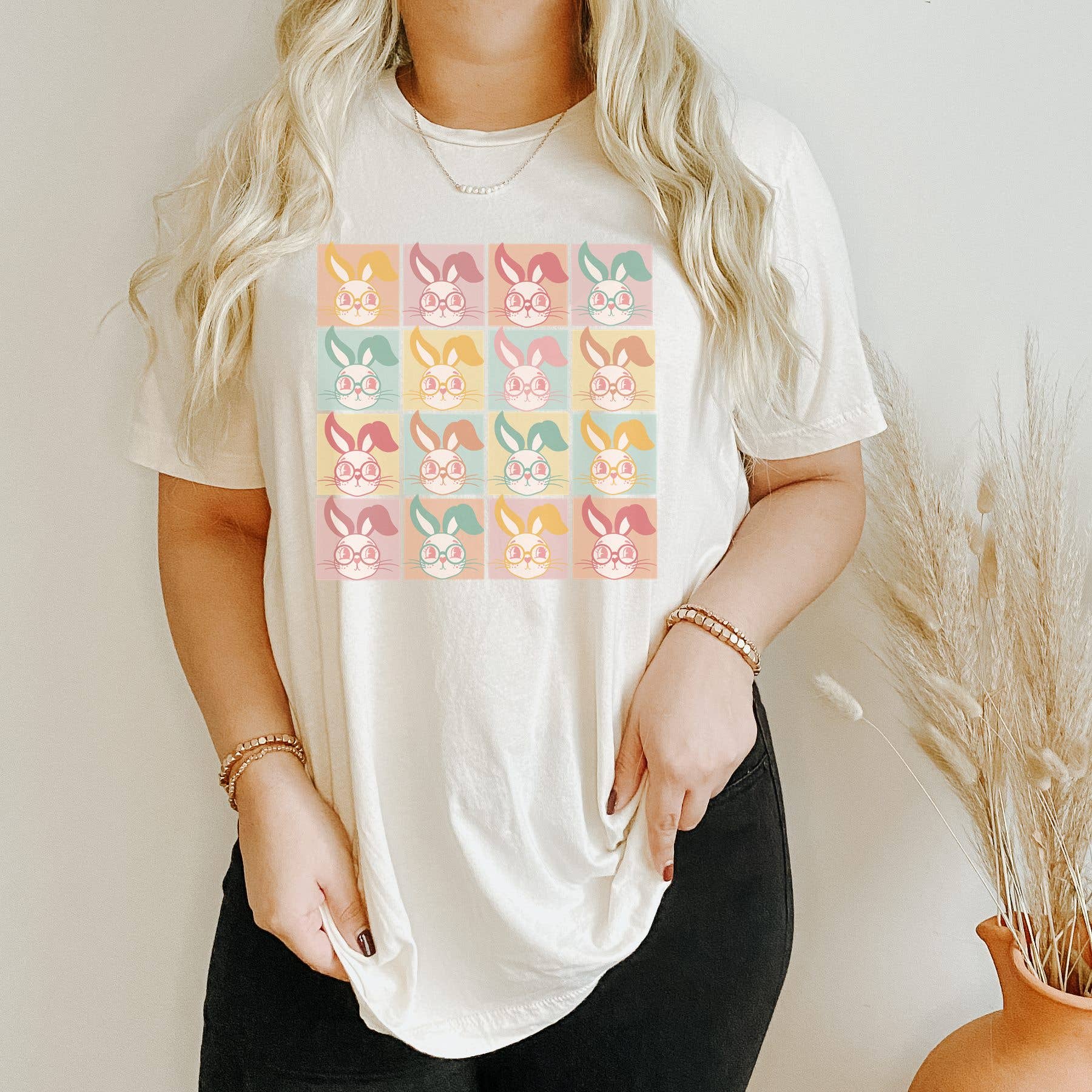 Groovy Bunny Easter Graphic Tee | Women's Tees Religous Tee Hoodie, Sweatshirt | PodTeesHub.com