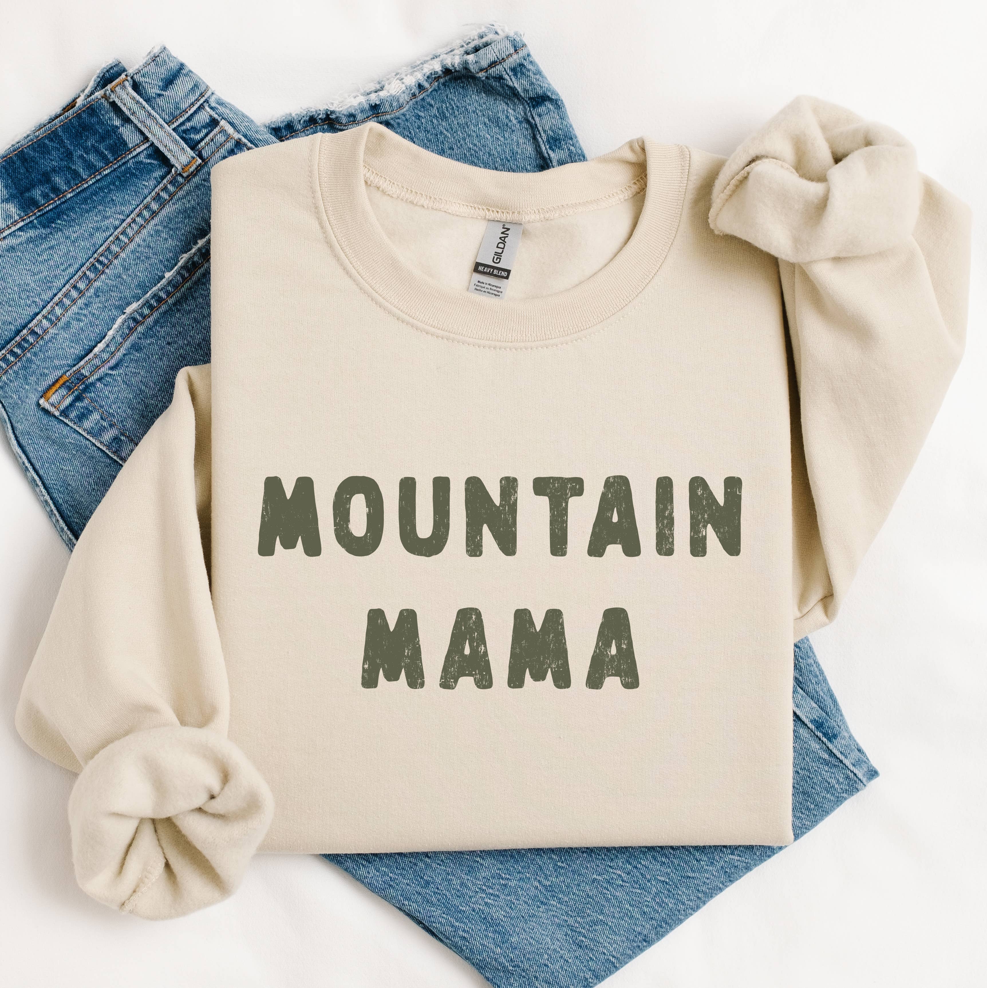 Mountain Mama Graphic Sweatshirt Outdoor Lifestyle Crewneck T-Shirts, Hoodie | PodTeesHub.com