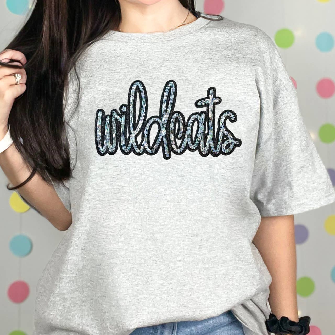 Wildcats Sequin Patch Ash Everyday Tee Hoodie, Sweatshirt | PodTeesHub.com