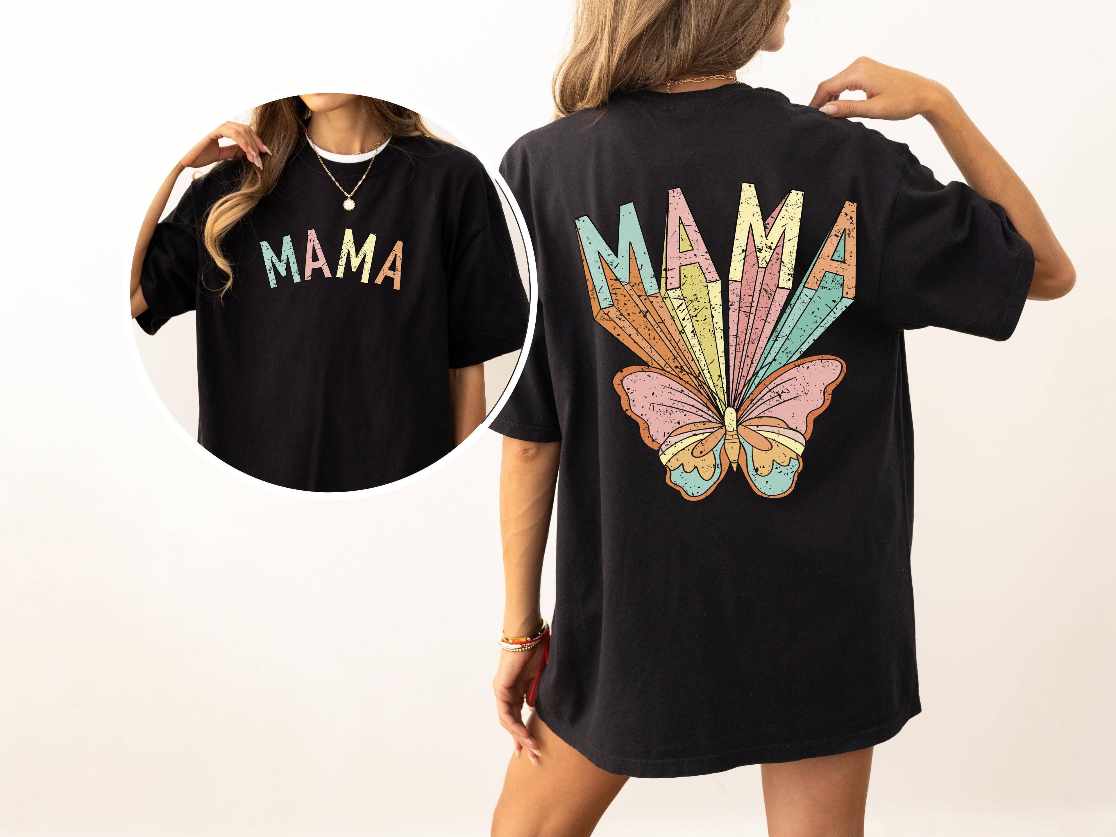 Mama Butterfly Mother's Day Retro Psychedelic Tshirt Hoodie, Sweatshirt | PodTeesHub.com