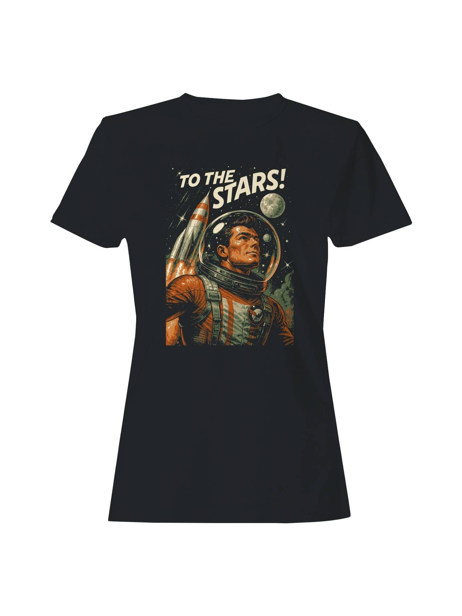 Retro Space Adventure: To the Stars Women's T-Shirt Hoodie, Sweatshirt | PodTeesHub.com