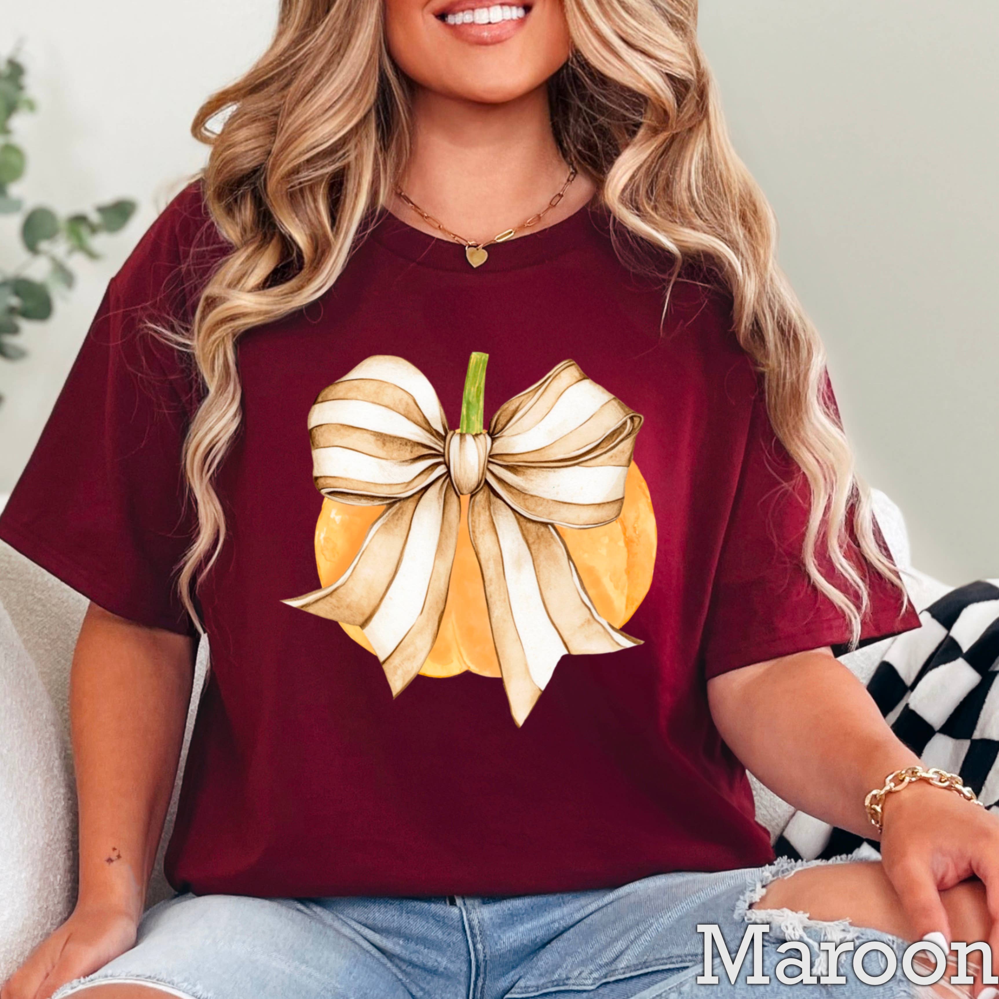 Fall Coquette Pumpkin Fall 2025  Graphic Tee | Gildan Hoodie, Sweatshirt | PodTeesHub.com