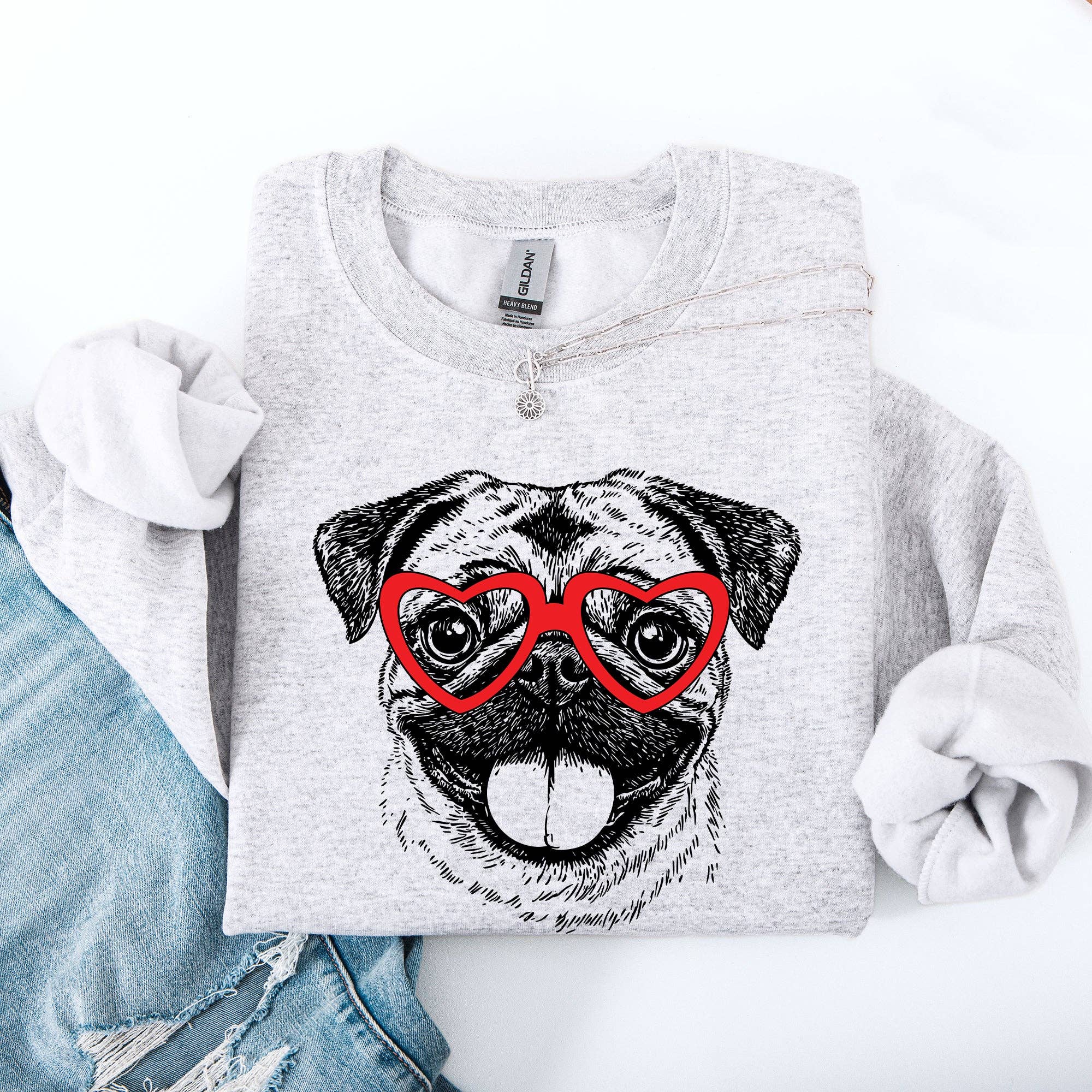 Pug, Pet, Dog Breed, Valentine's Sweatshirt T-Shirts, Hoodie | PodTeesHub.com